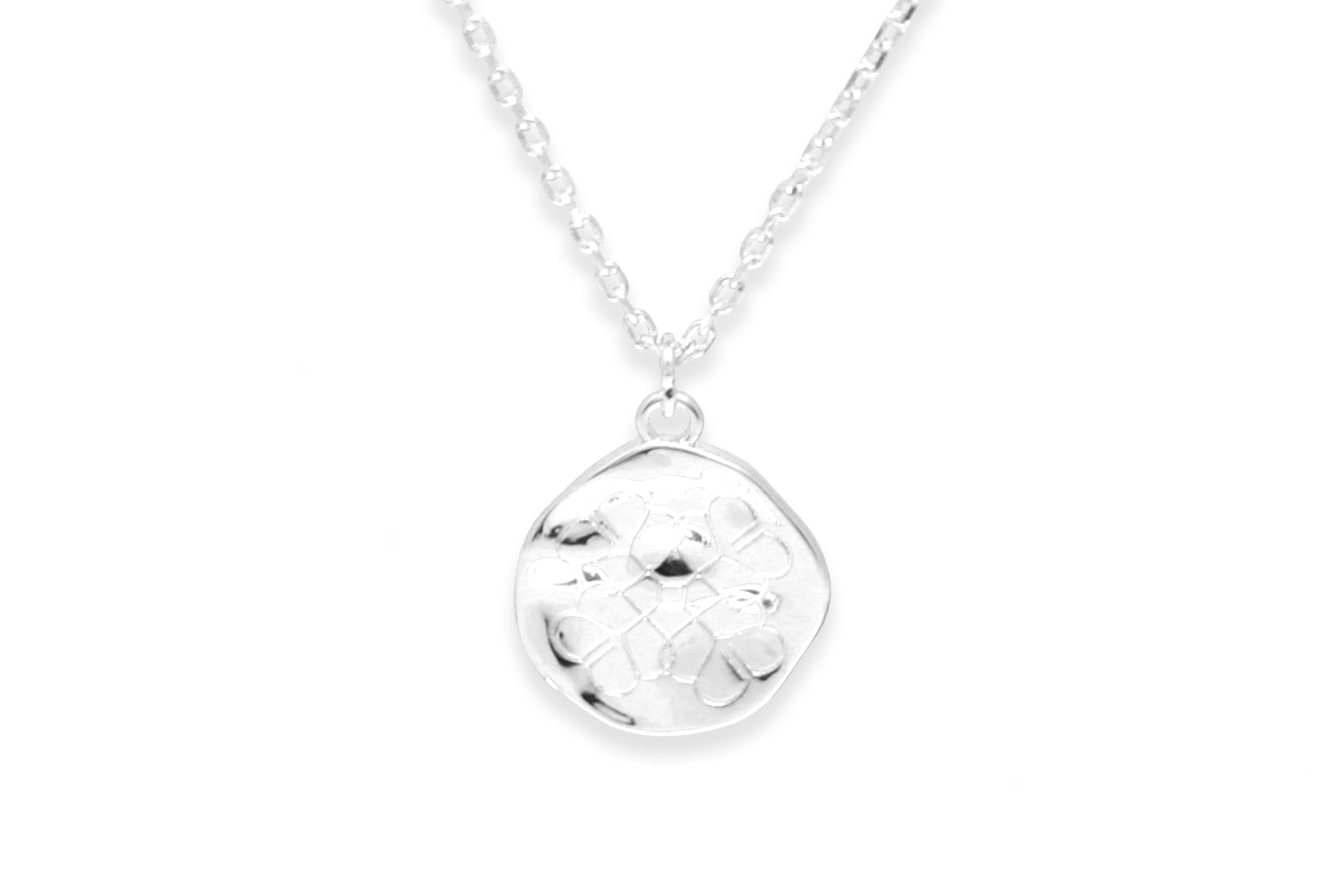 Silver Filigree Disc Pendant Necklace - Boho Betty