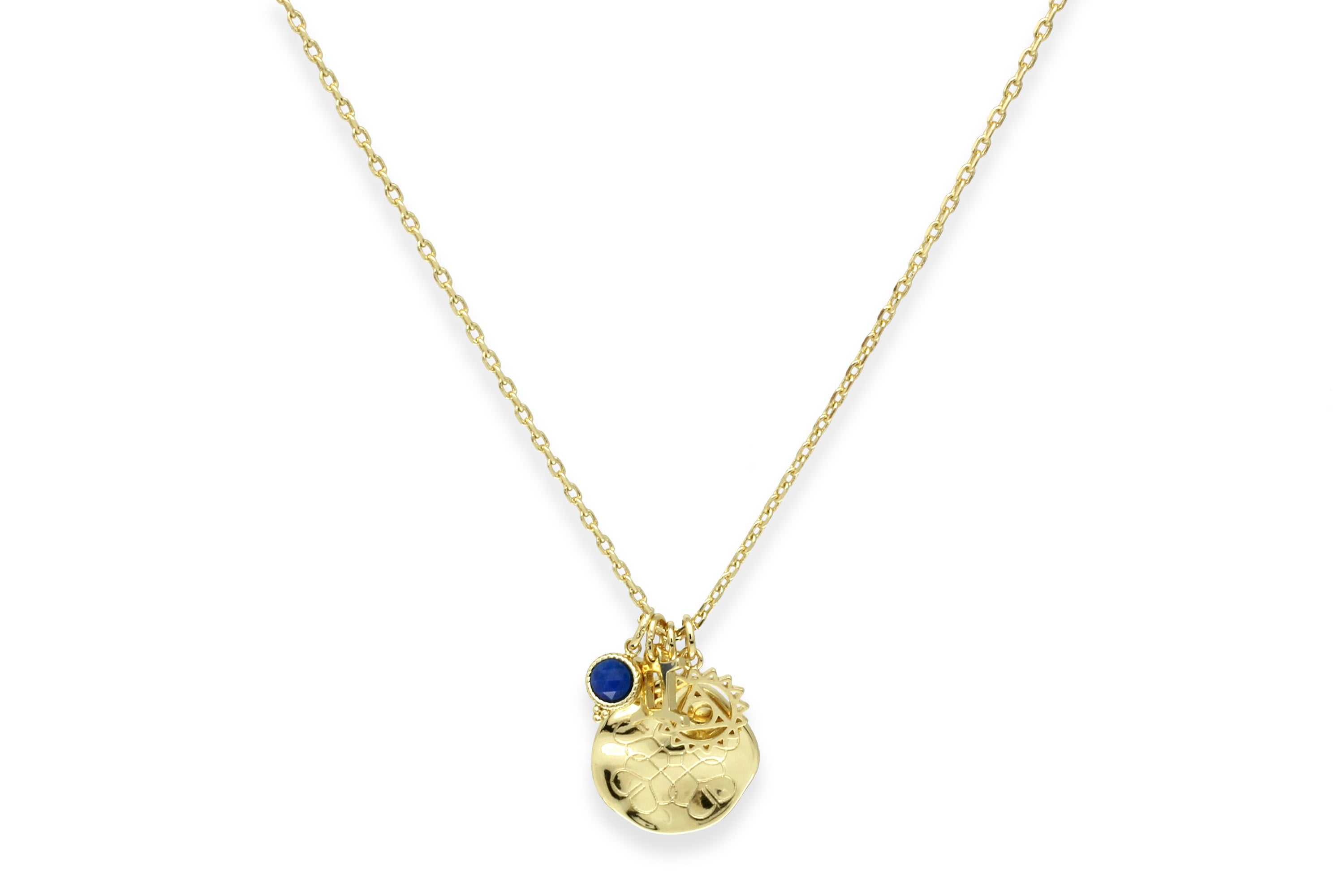 Gold Filigree Disc Pendant Necklace - Boho Betty