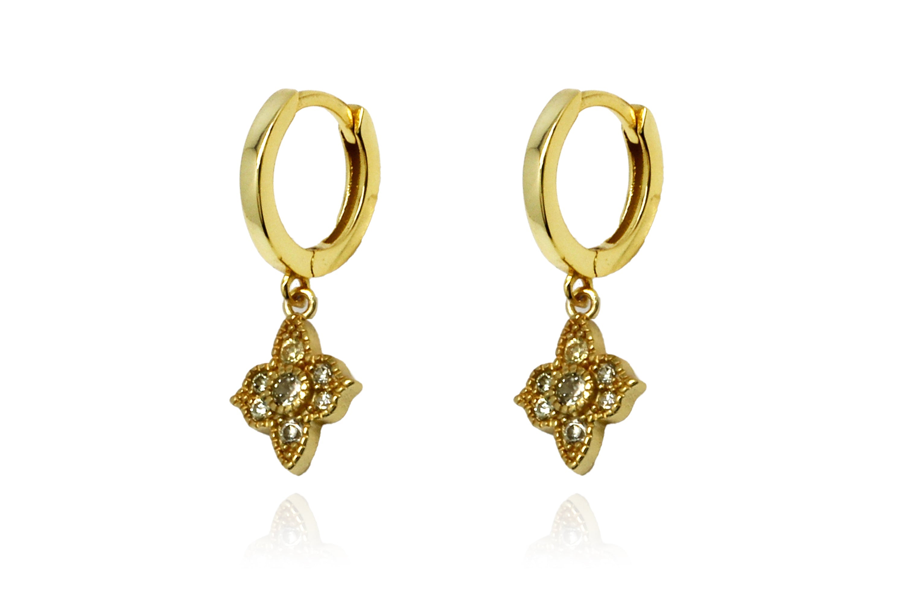 Theron Champagne CZ Gold Hoop Earrings - #color-gold