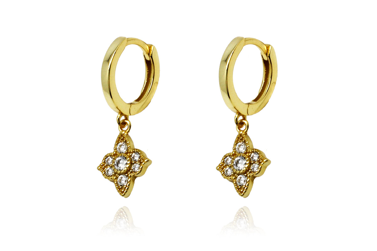 Theron Clear CZ Gold Sterling Silver Hoop Earrings