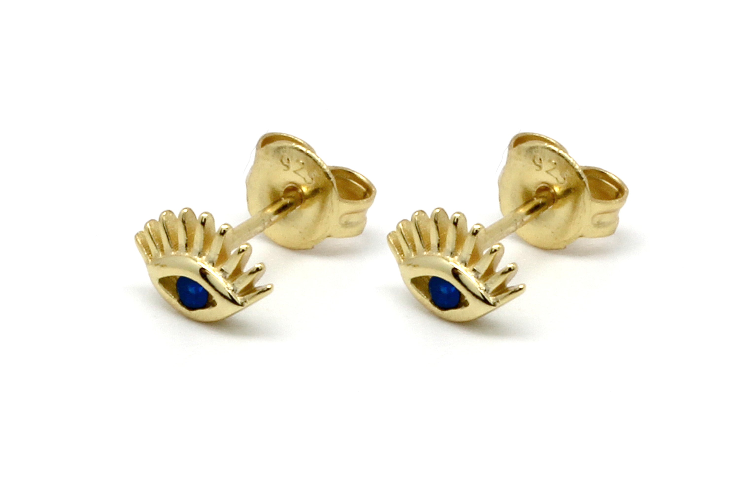 Evie Evil Eye Sapphire CZ Stud gold - Boho Betty