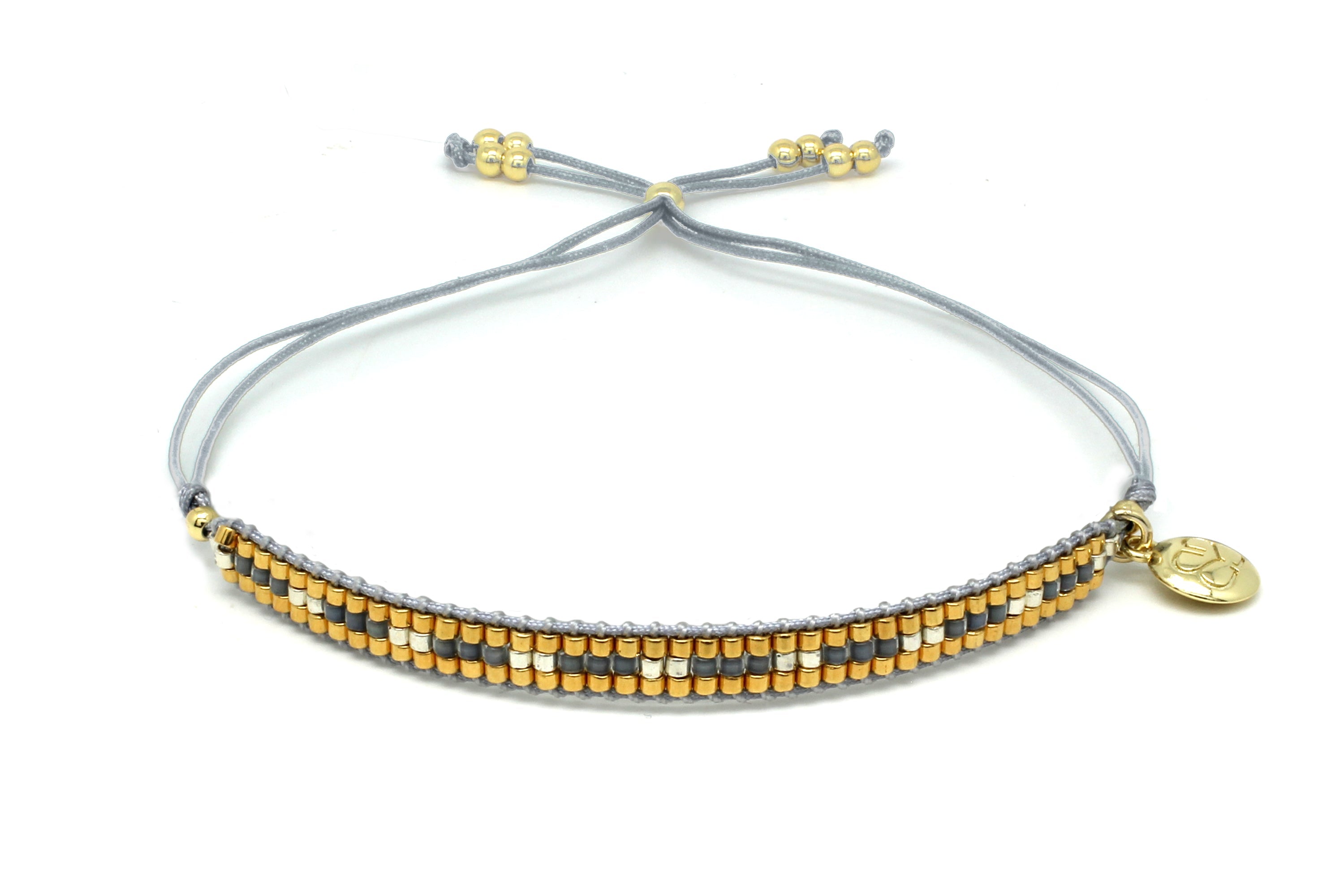 Starshine Grey Beaded Friendship Bracelet - Boho Betty