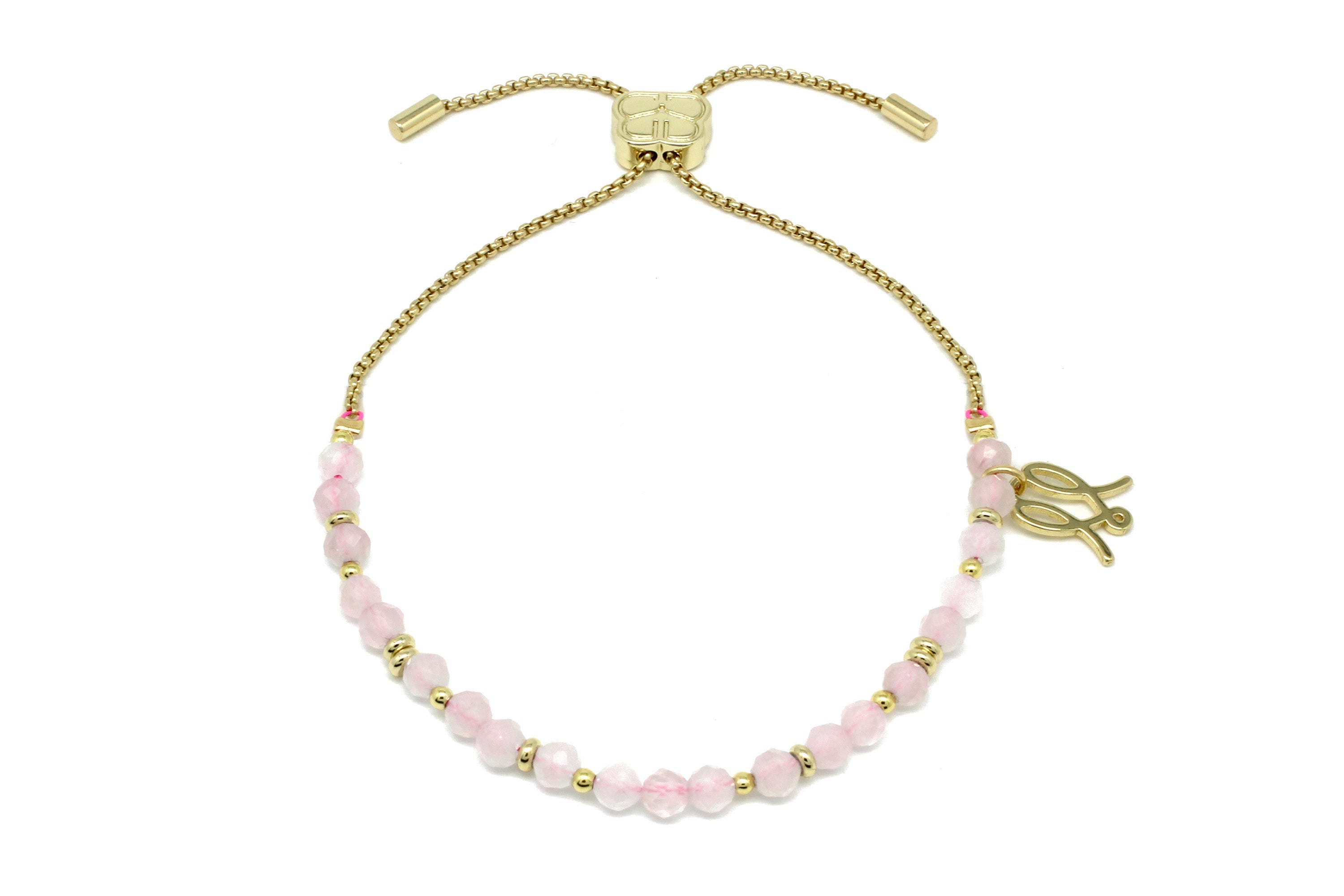 Cherished Rose Quartz Gold Bracelet #color_gold