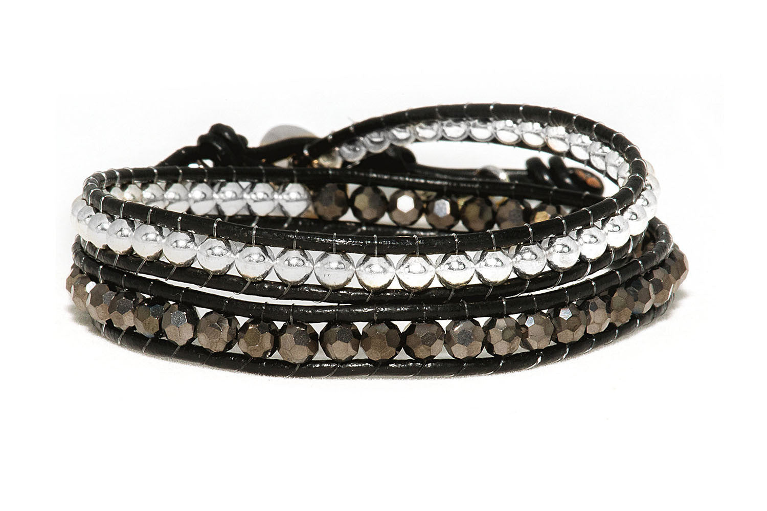 Coal Twist Leather 2 Wrap Bracelet - Boho Betty