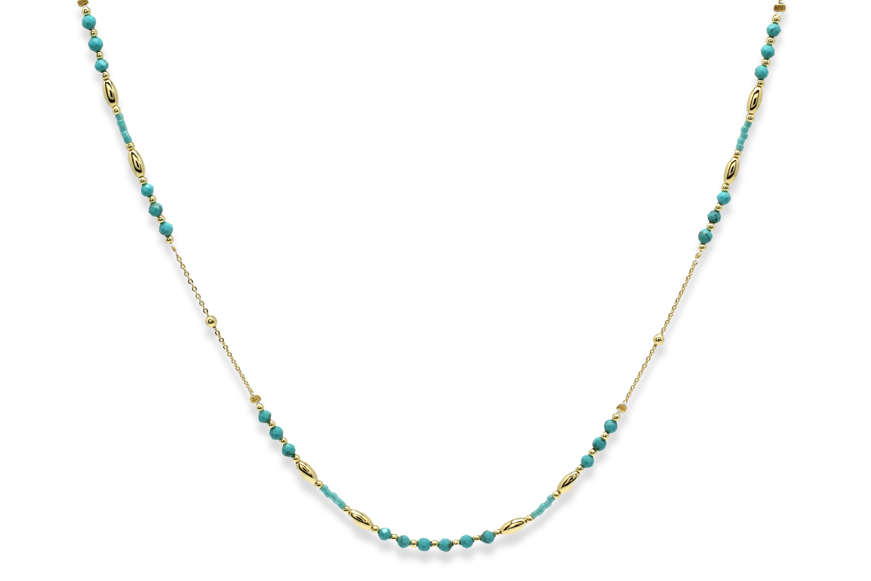 Horus Turquoise Gold Gemstone Necklace #color_Gold