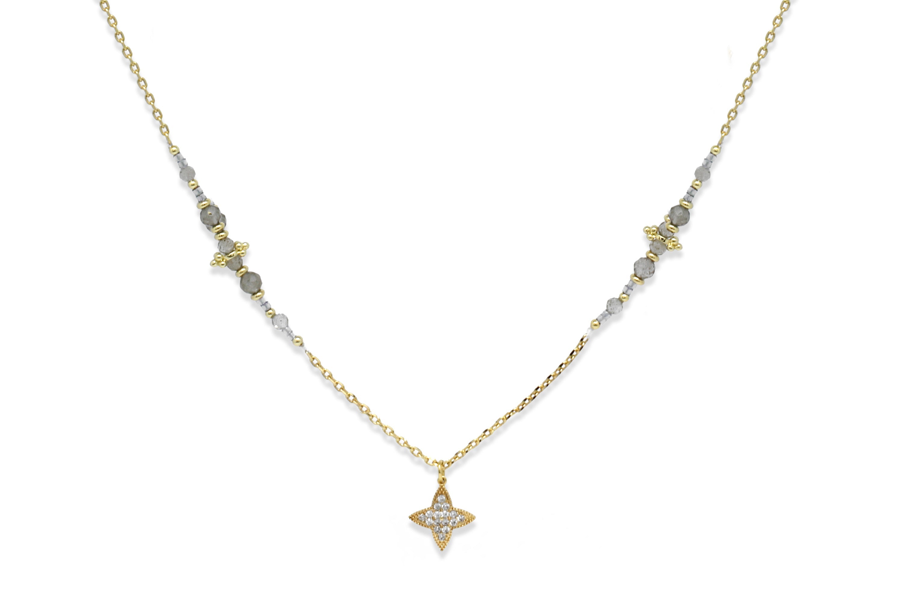 Shani Labradorite Beaded Star pendant Necklace - Boho Betty