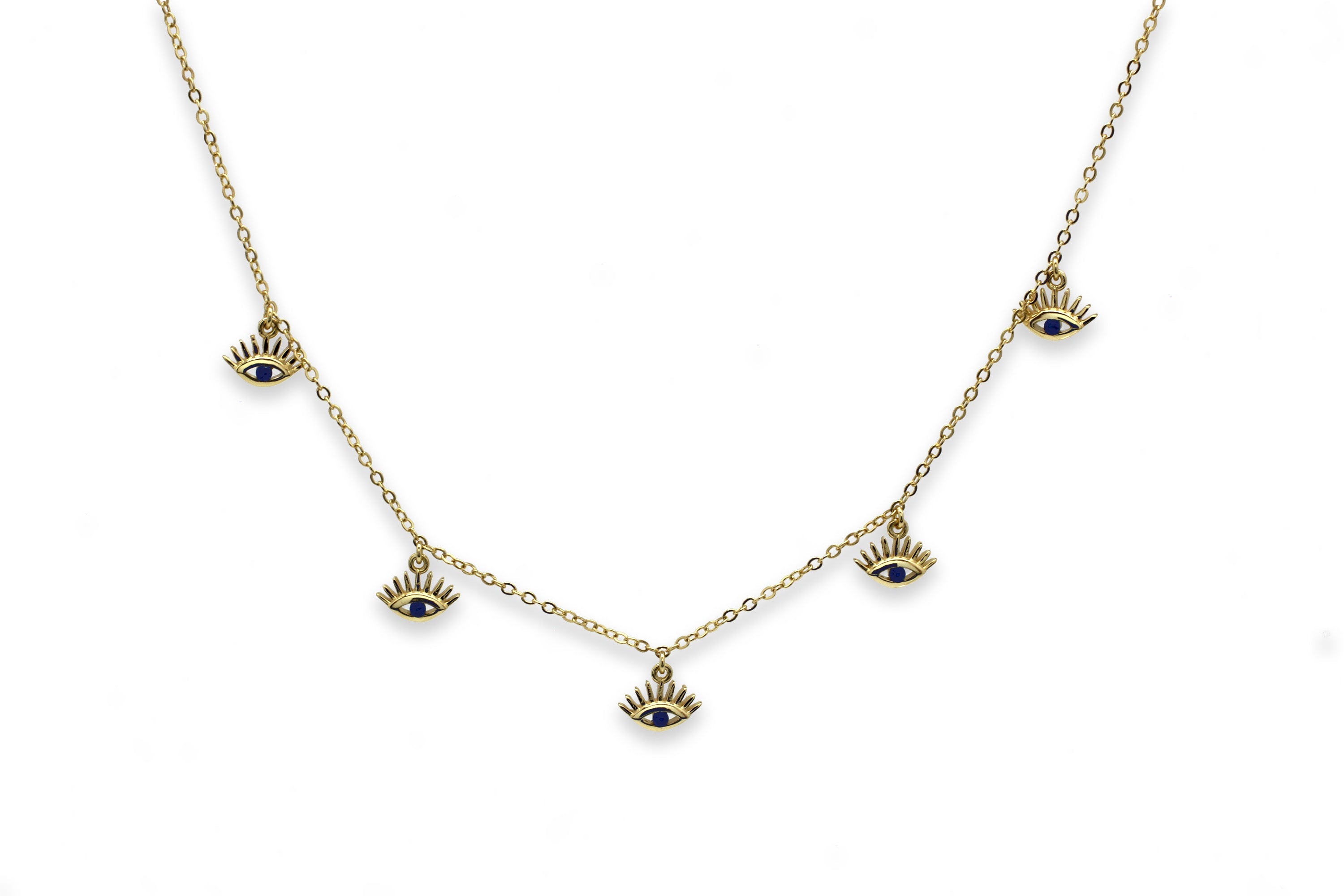 Retsina Gold CZ Evil Eye Necklace Sapphire #color_gold