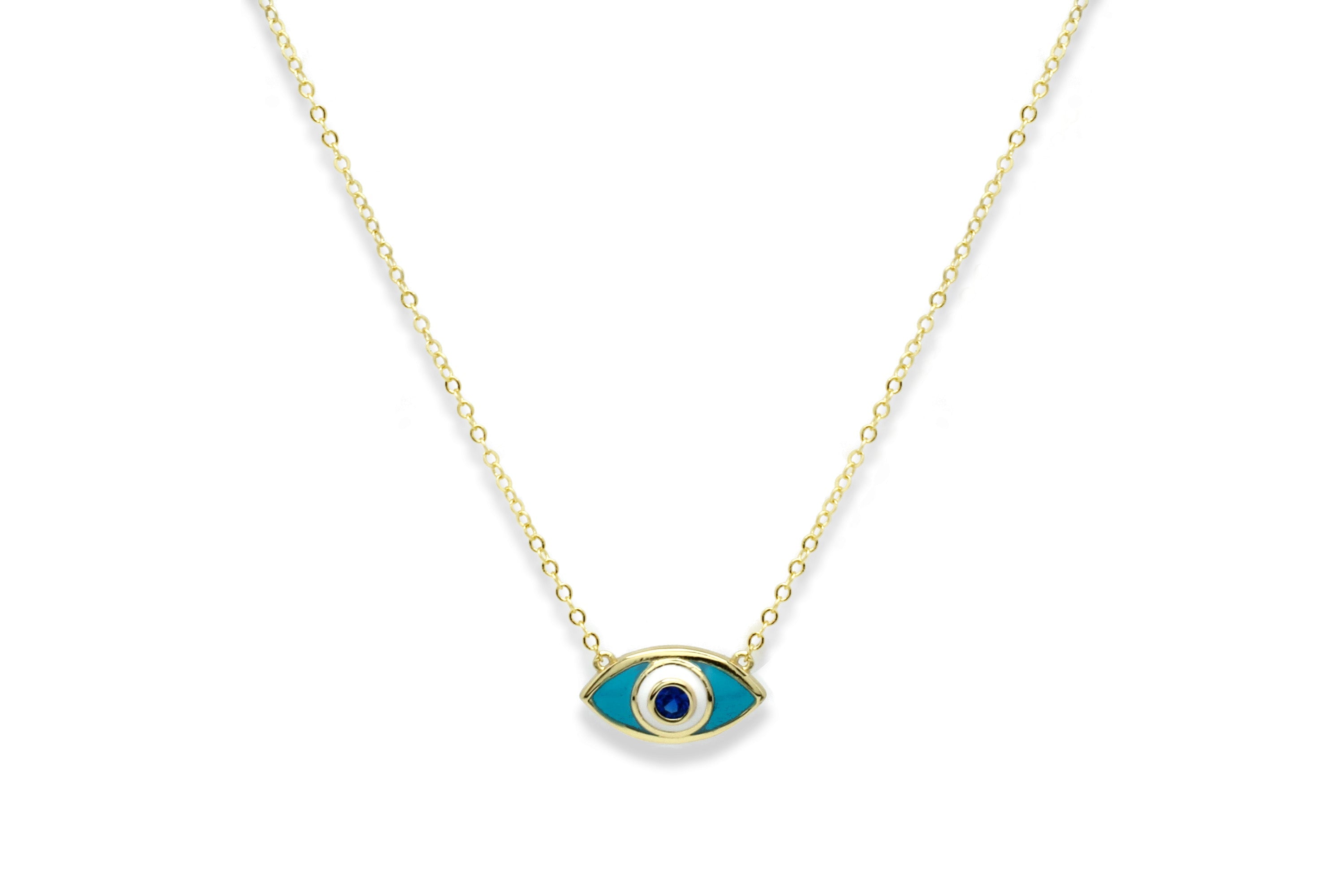Rioja Evil Eye CZ Gold Plated Sterling Silver Necklace - Boho Betty