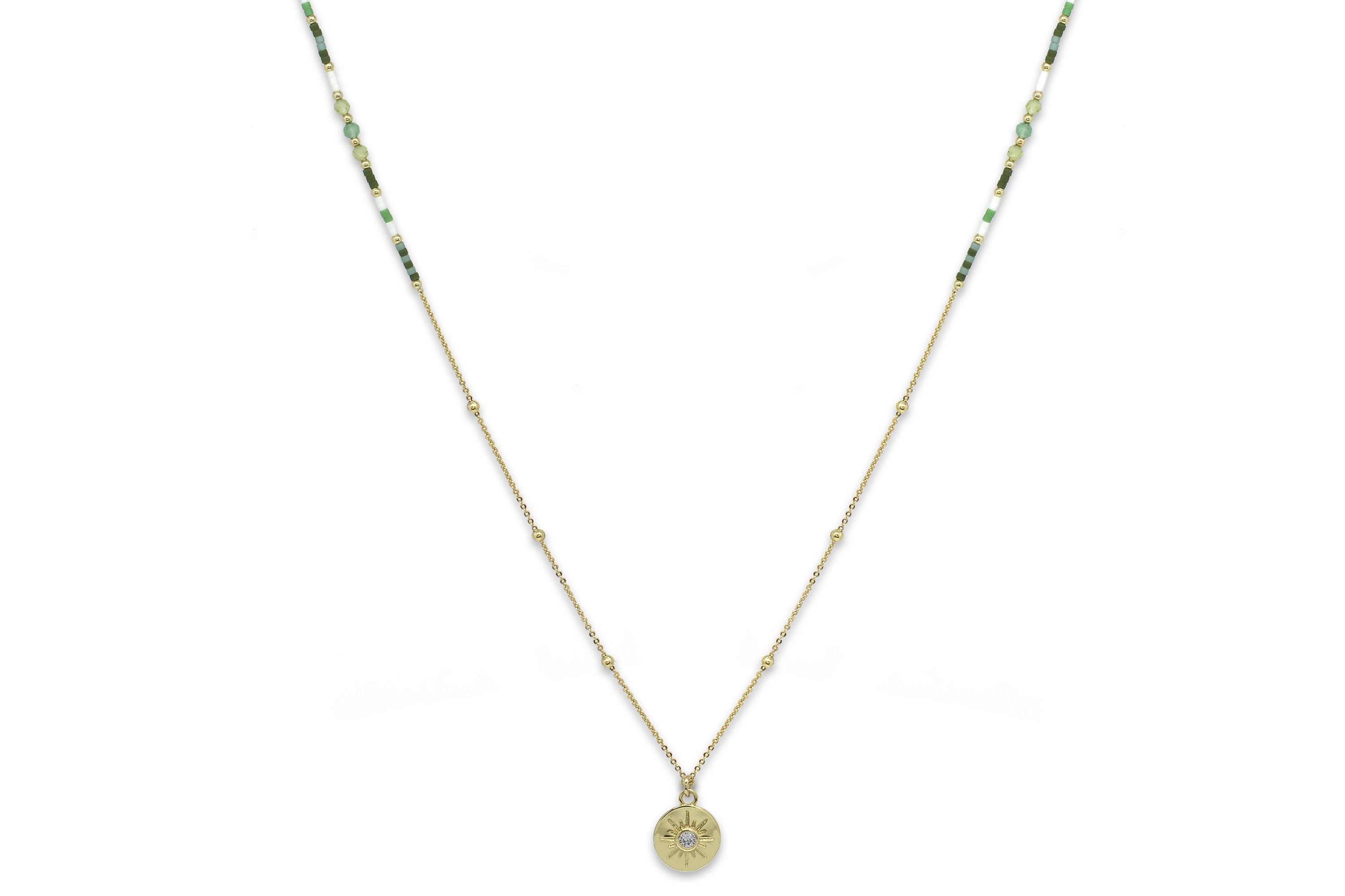 Theros Green Beaded Necklace - Boho Betty