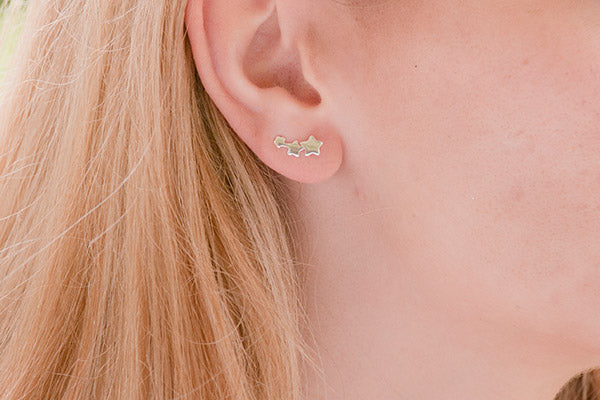 Saldana Sterling Silver 3 Star Pull-through Earrings - Boho Betty