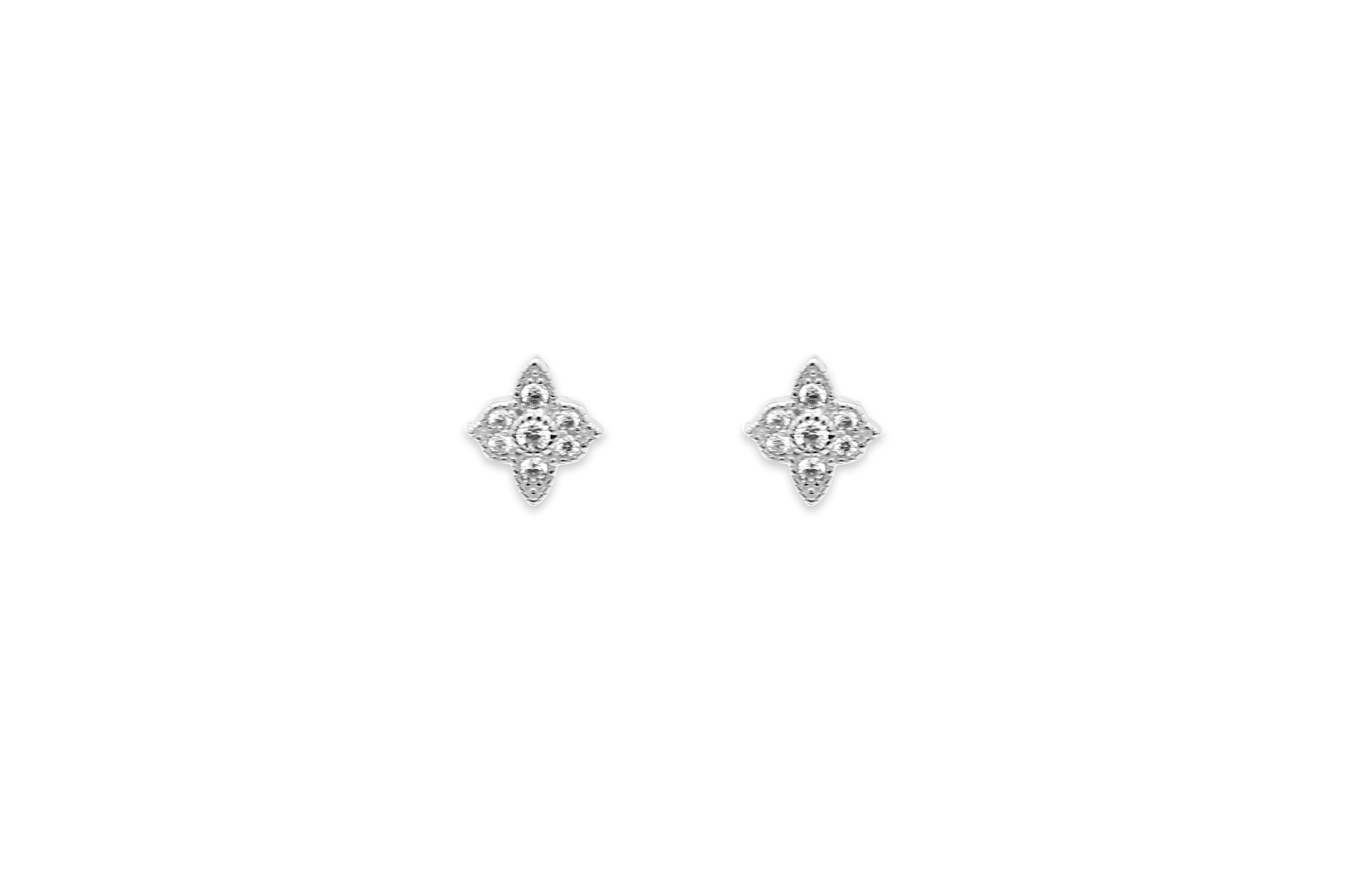 Takia Filigree CZ Silver Stud Earrings - Boho Betty