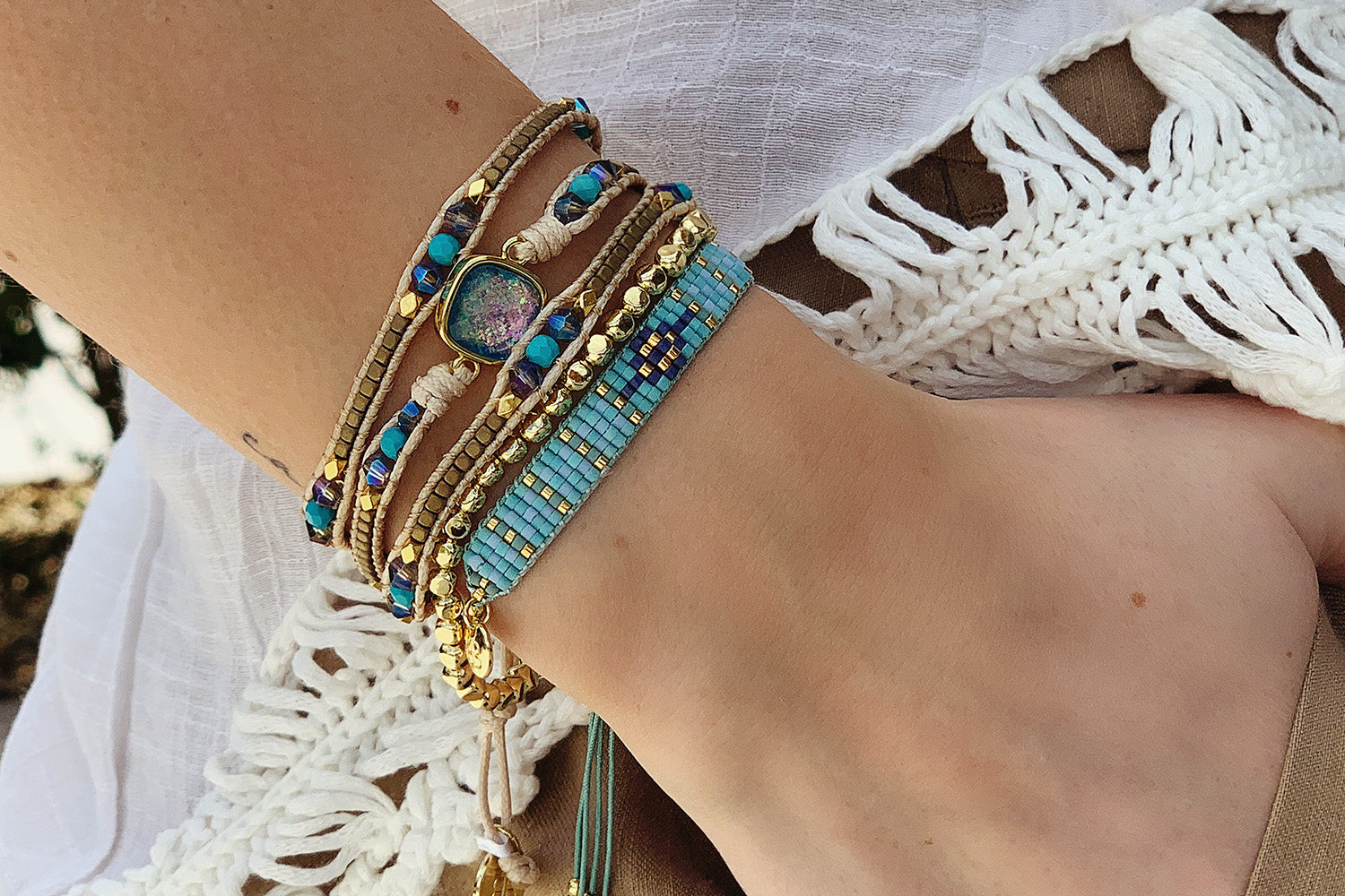 Surat Gold 3 Layered Bracelet Stack - Boho Betty