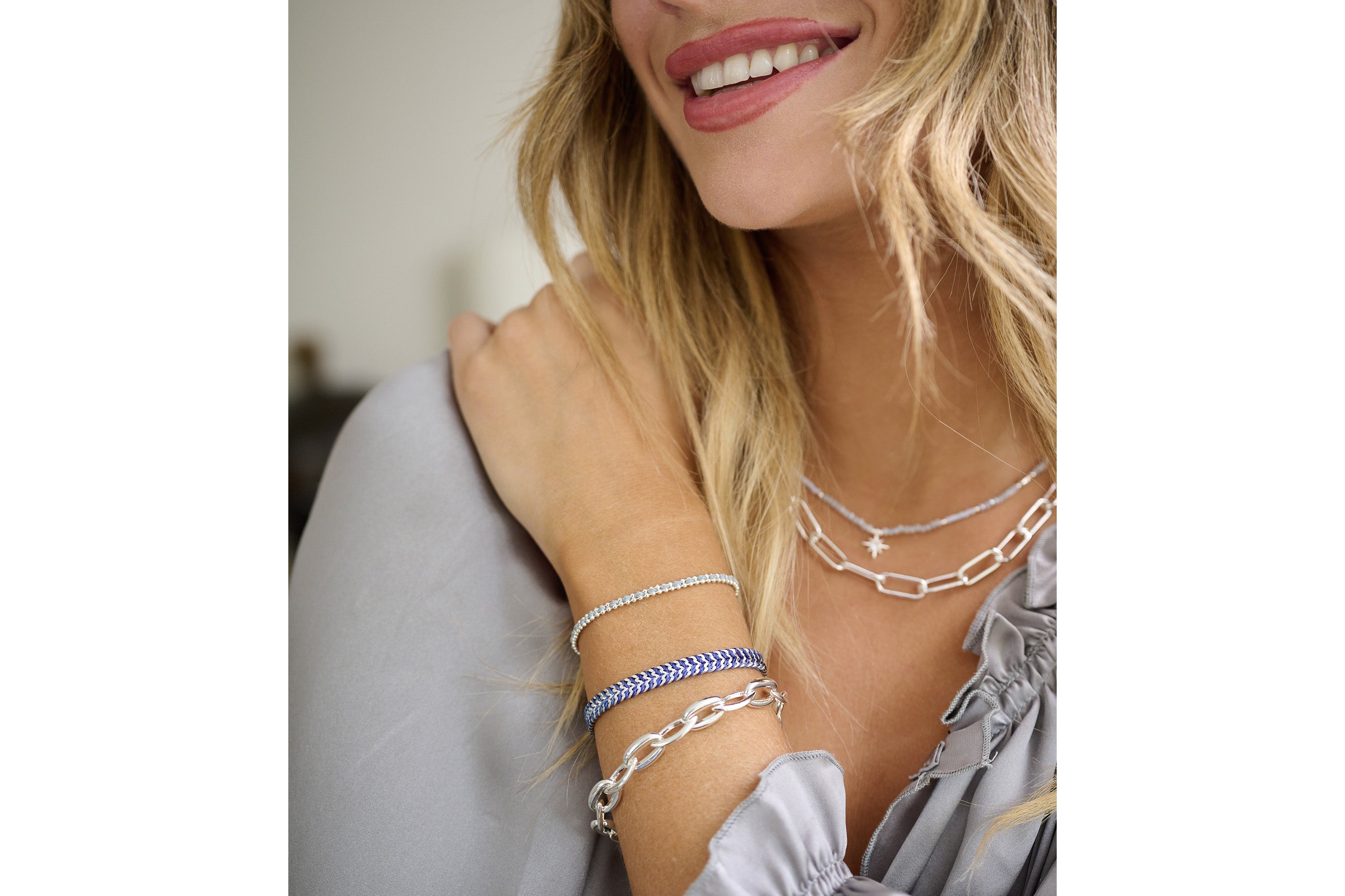 Braid Grey & Silver Bracelet - Boho Betty