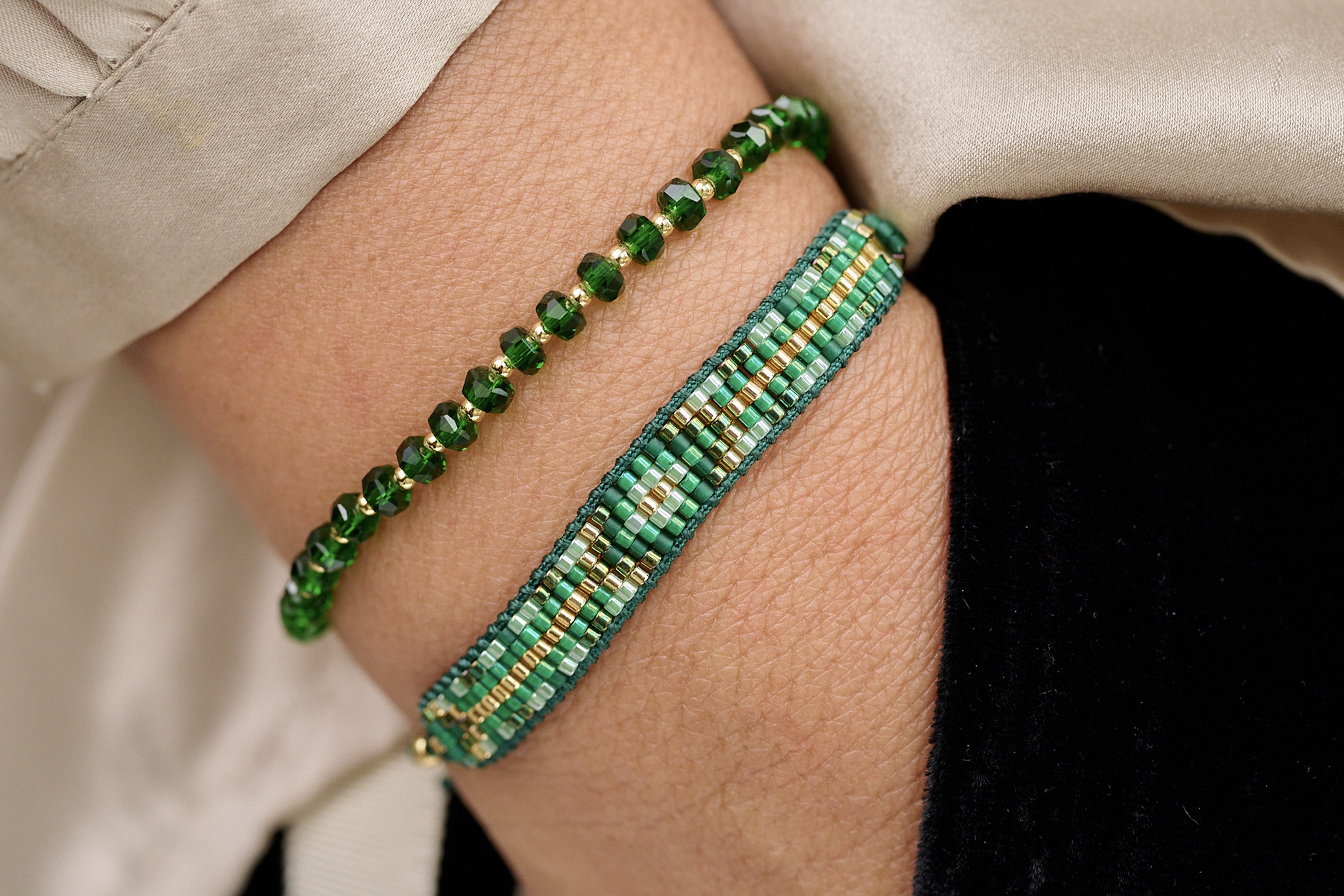 Fantasy Emerald Green Friendship Beaded Bracelet - Boho Betty