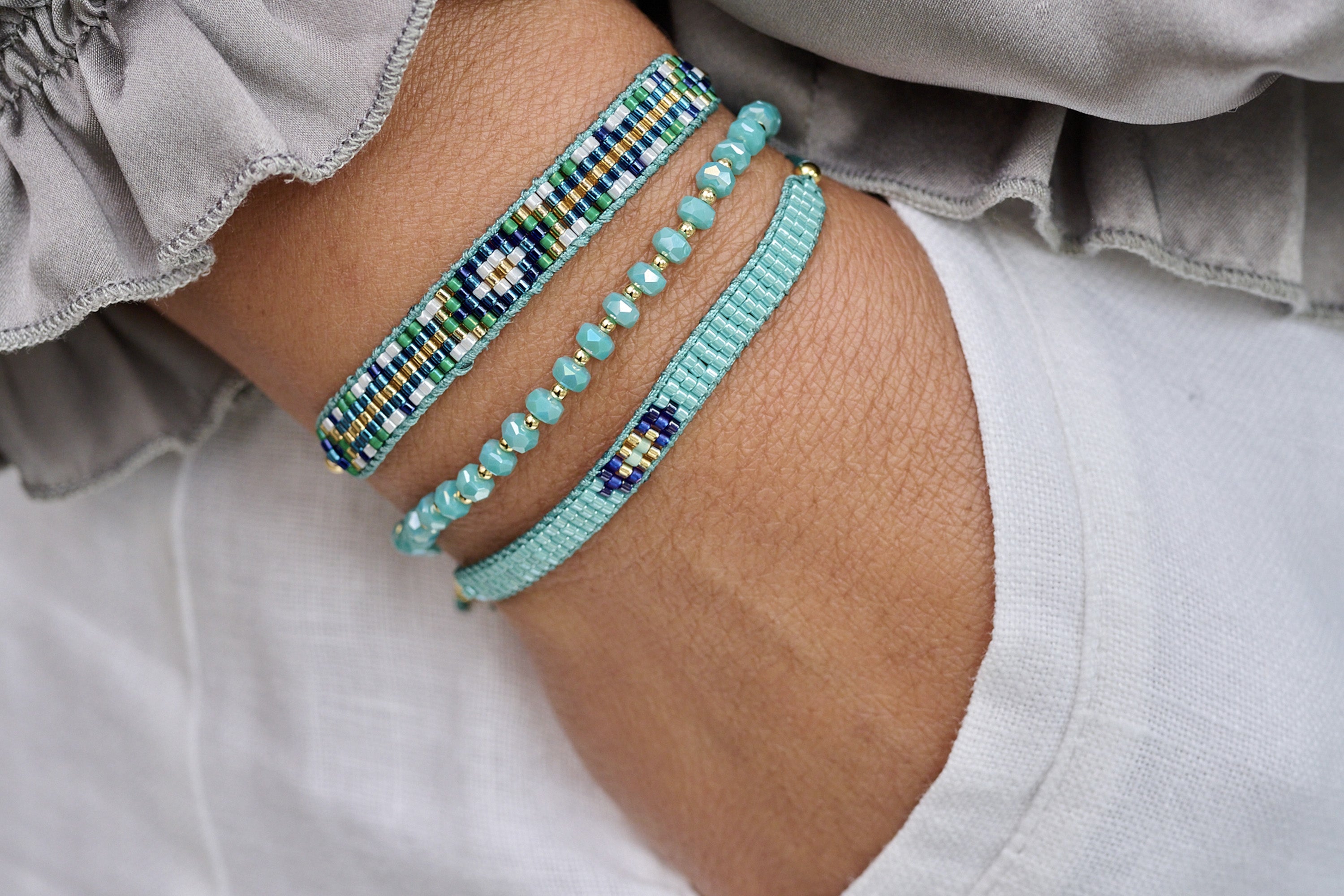 Fantasy Aqua Friendship Beaded Bracelet - Boho Betty