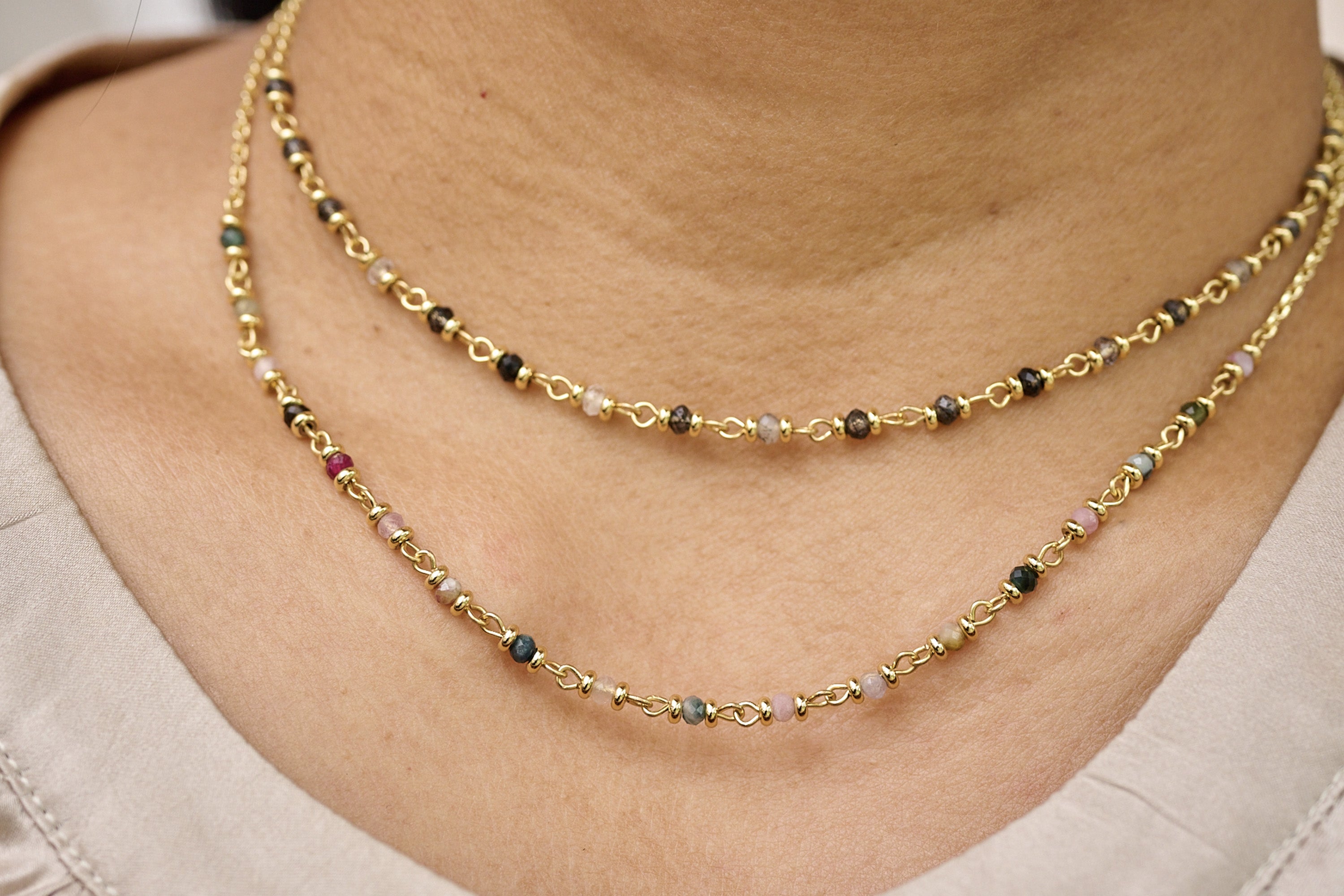 Panacea Black Rutilite Gold Gemstone Necklace - Boho Betty