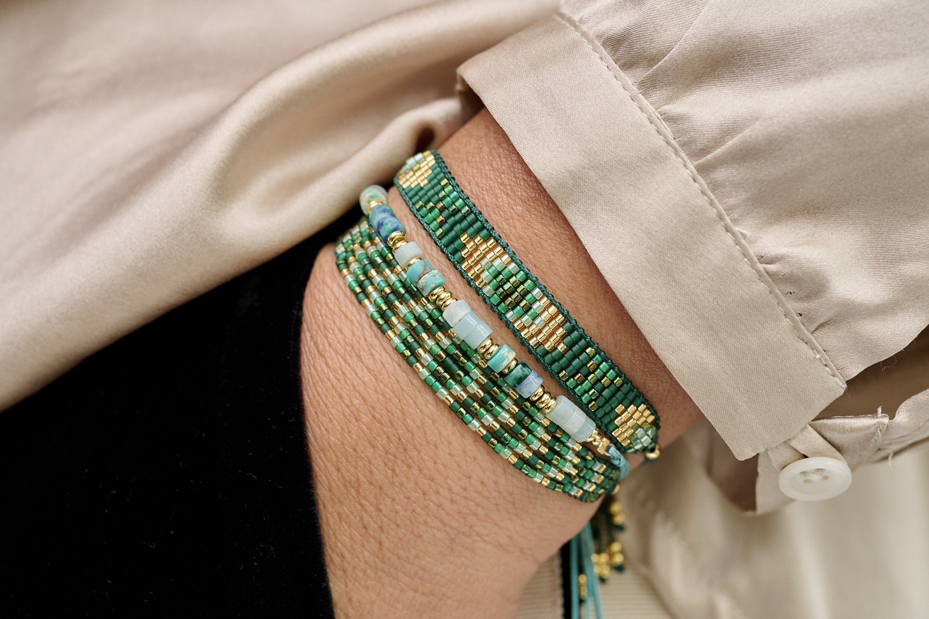 Magic Emerald Friendship Beaded Bracelet - Boho Betty