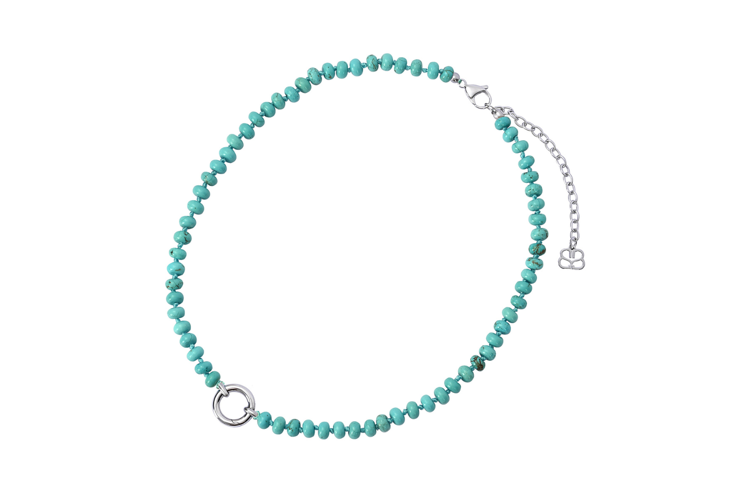 Amala Turquoise & Silver Charm Carrier Necklace