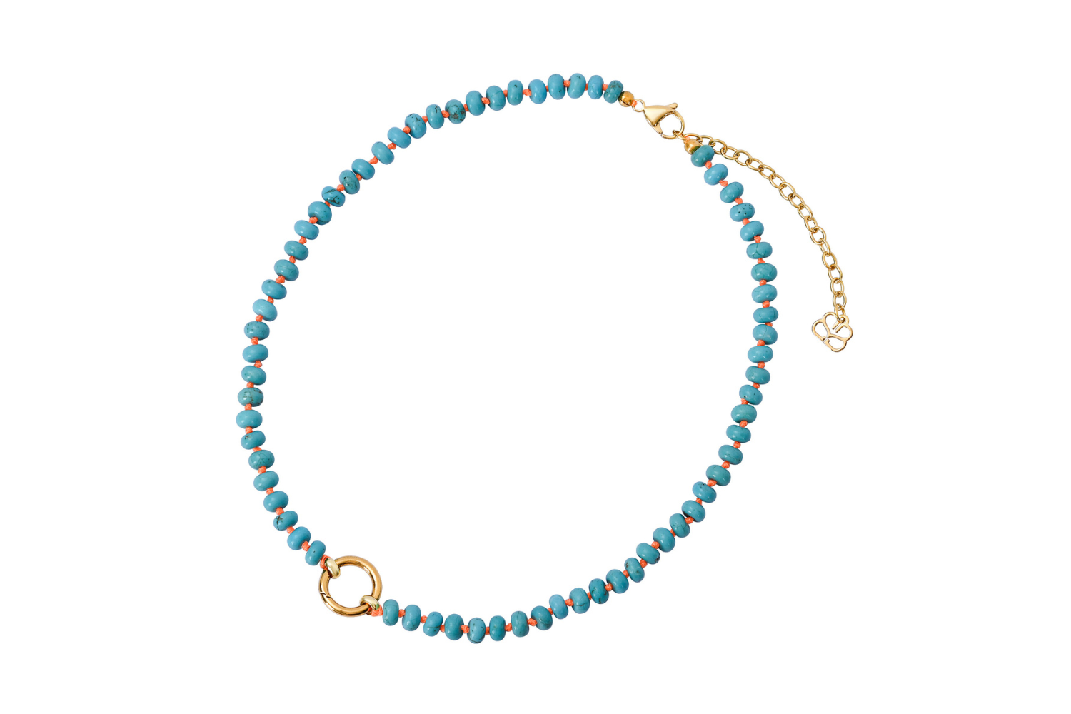Amala Orange & Turquoise Gold Charm Carrier Necklace