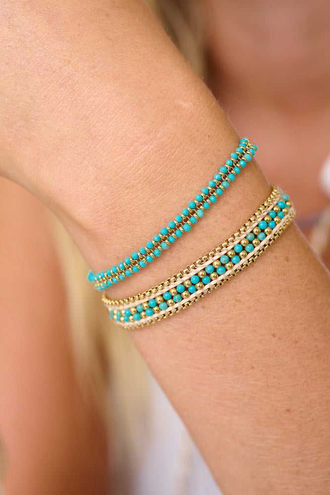 Isla Turquoise Gold Braided Bracelet - Boho Betty