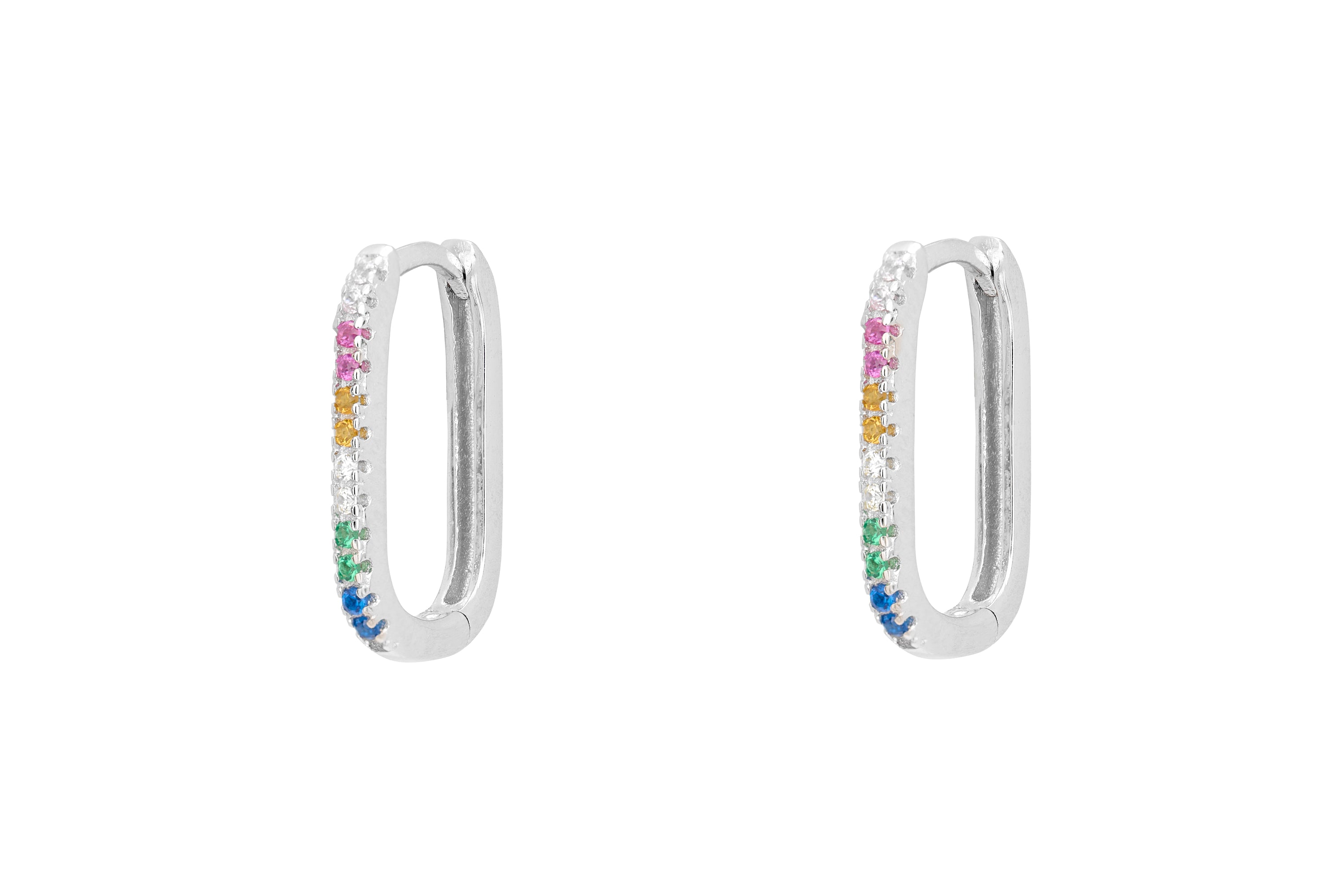 Myers Multicolour Silver Hoop Earrings#color_silver