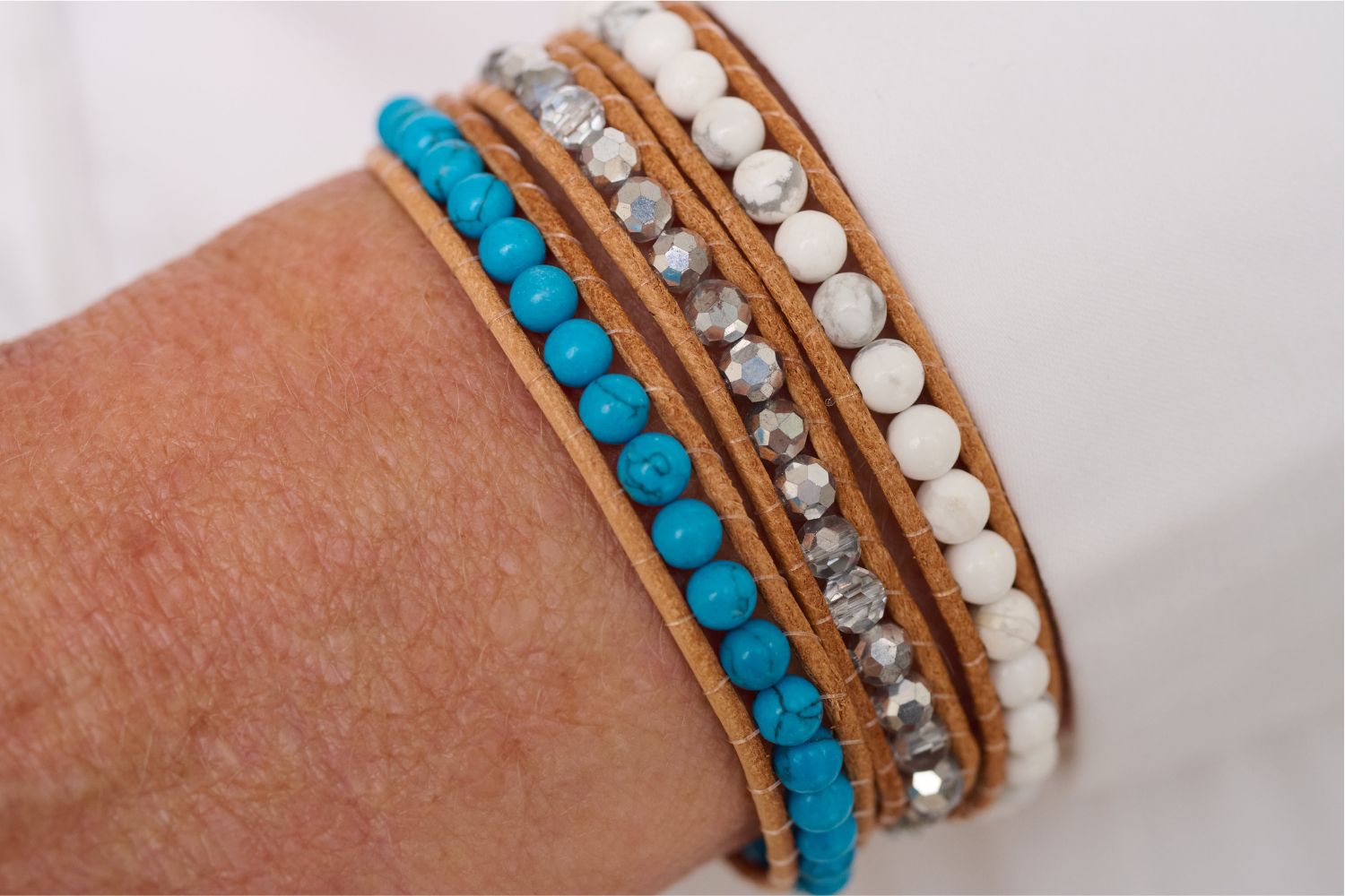 Leather gemstone bracelet hotsell