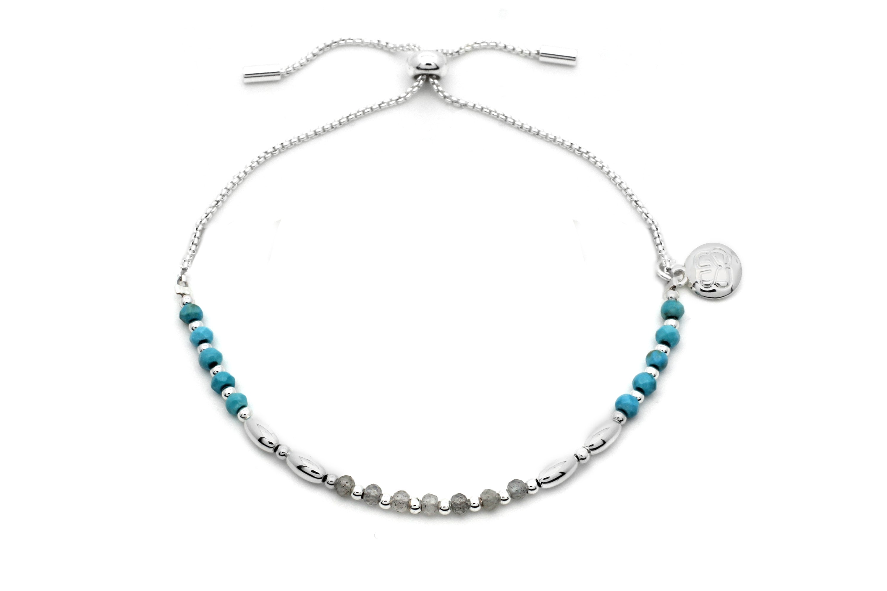 Bisbee Turquoise Gemstone Silver Bracelet#color_silver