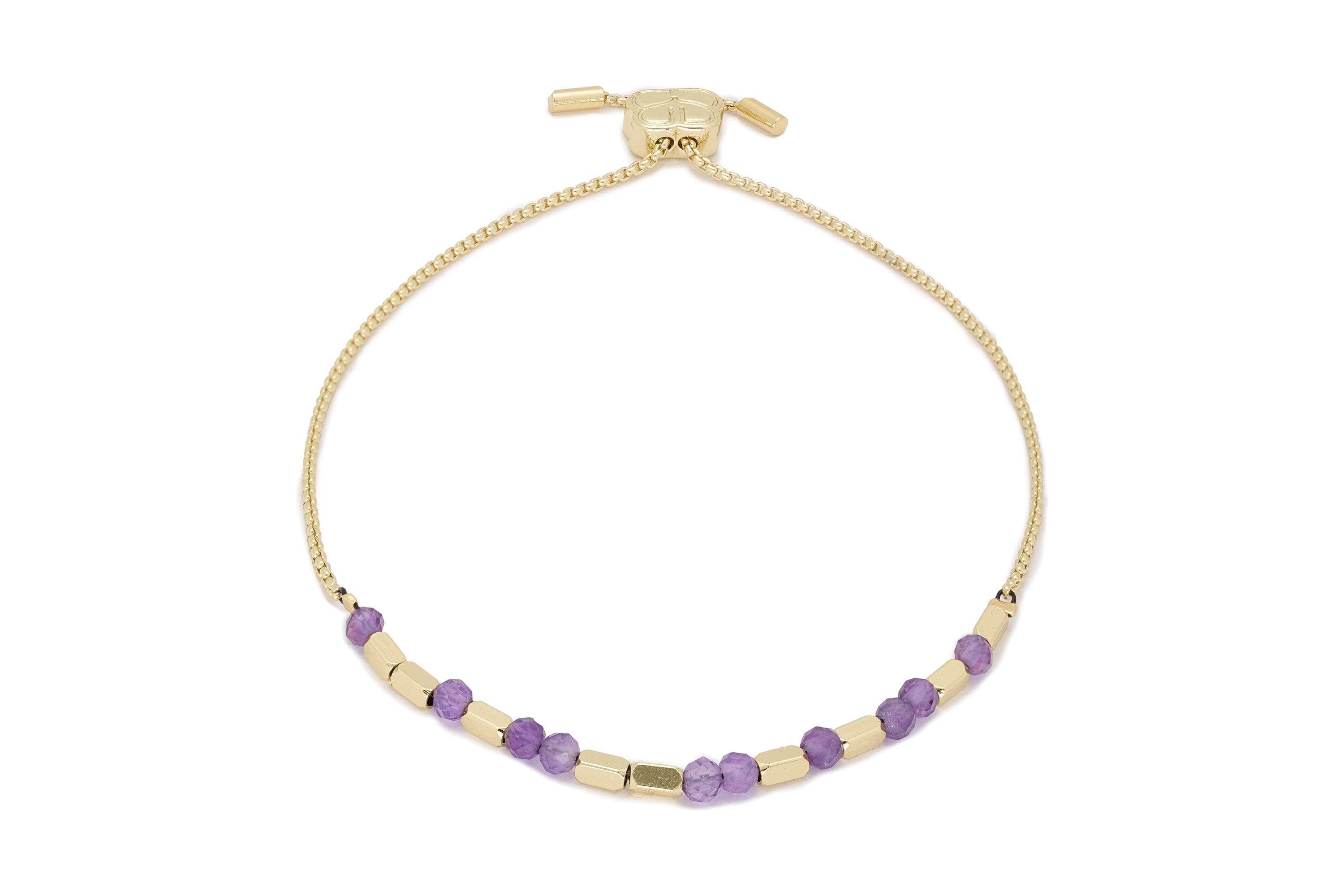 Calming Amethyst Gold Bracelet - Boho Betty