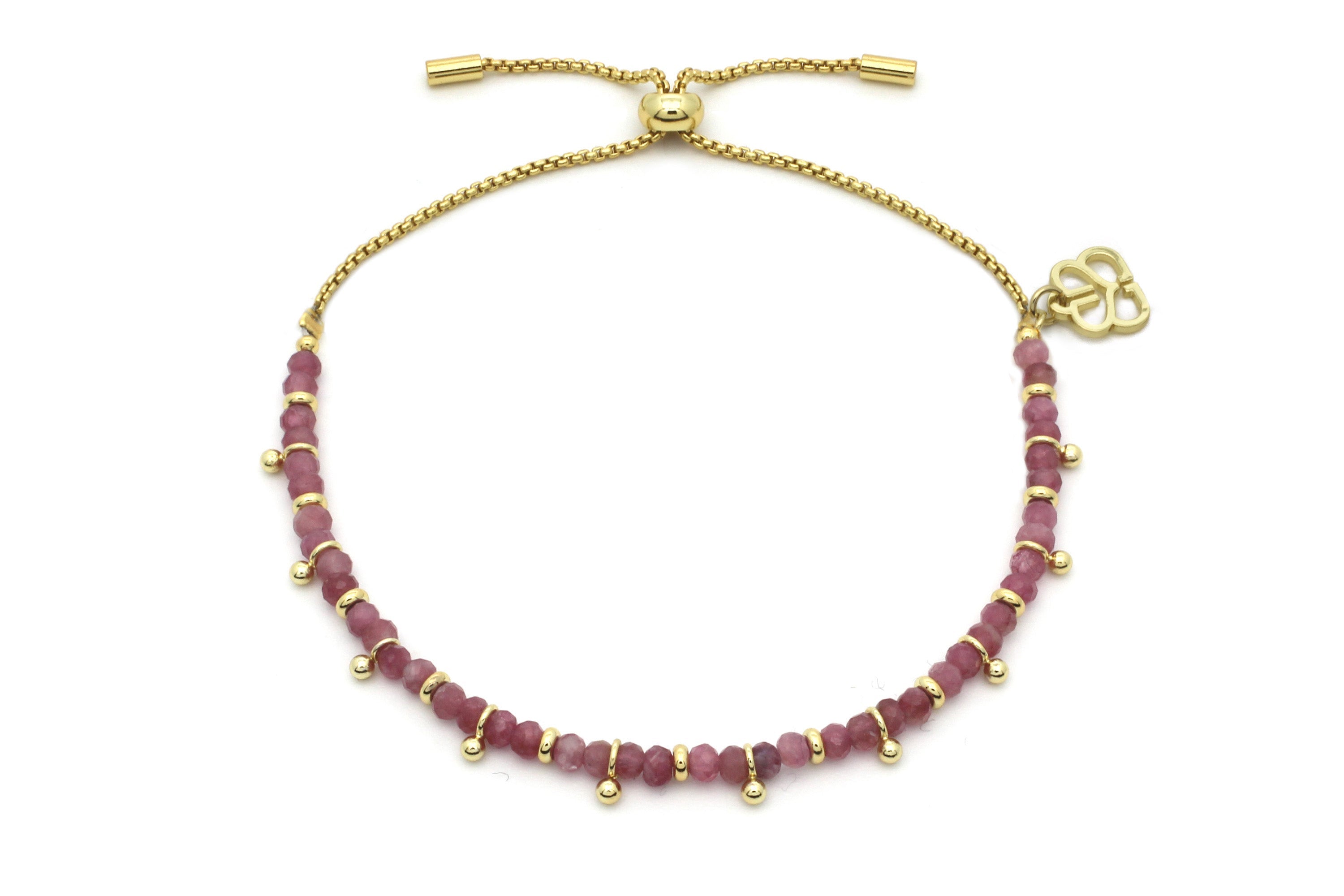 Moala Gold & Pink Tourmaline Beaded Bracelet Stack - Boho Betty