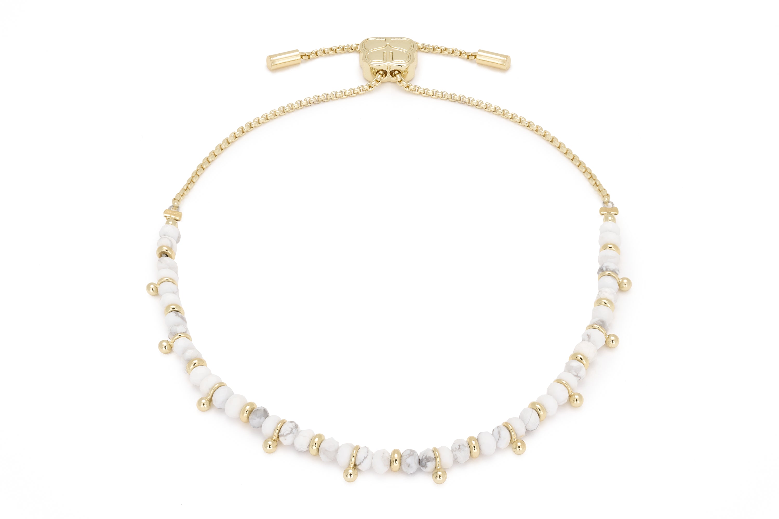 Harmony White Howlite Gold Gemstone Bracelet - Boho Betty