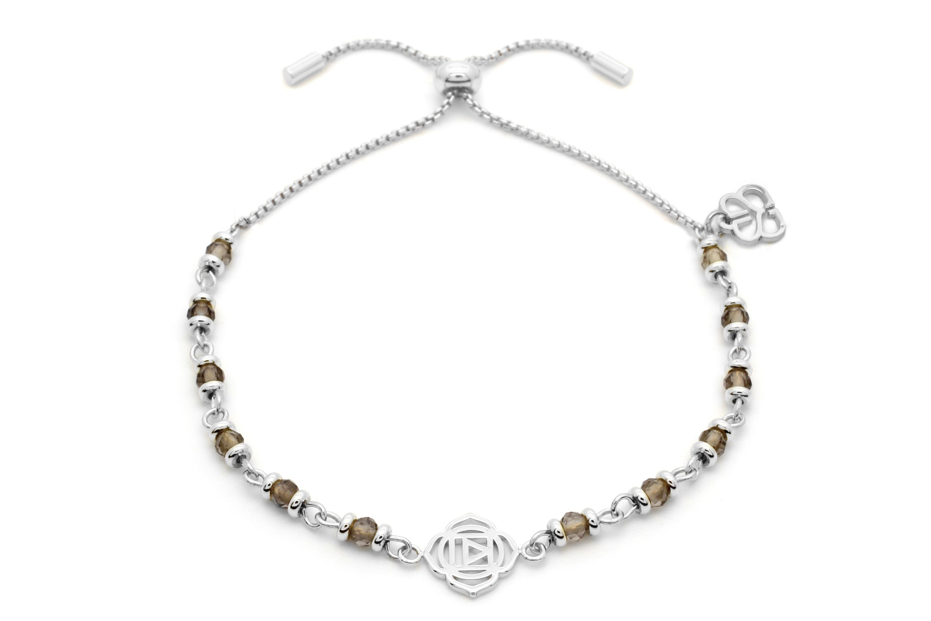 Root Chakra Gemstone Bracelet Silver #color_silver