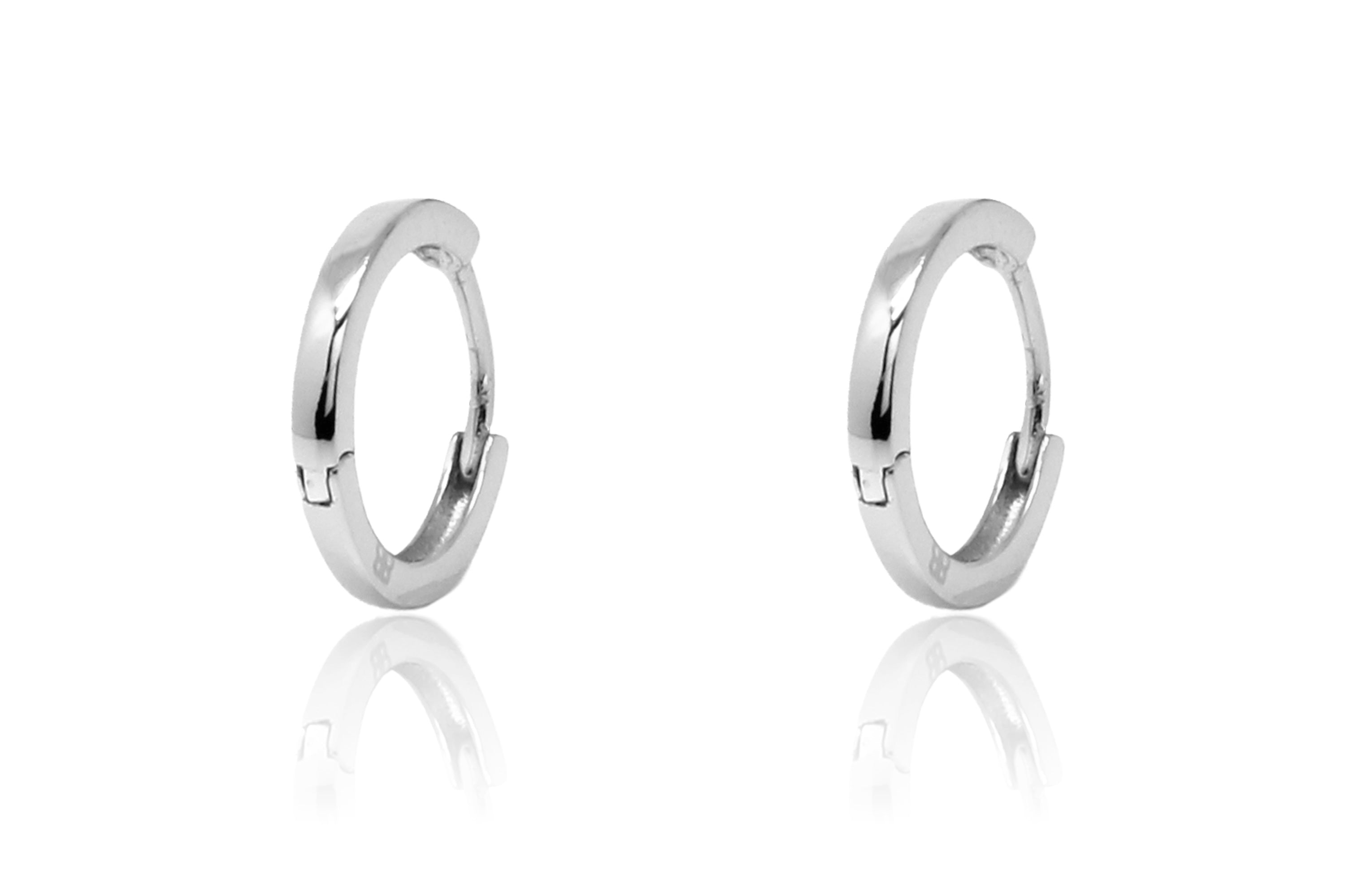 Dorval Silver Plain Hoop Huggie Earrings #color_silver