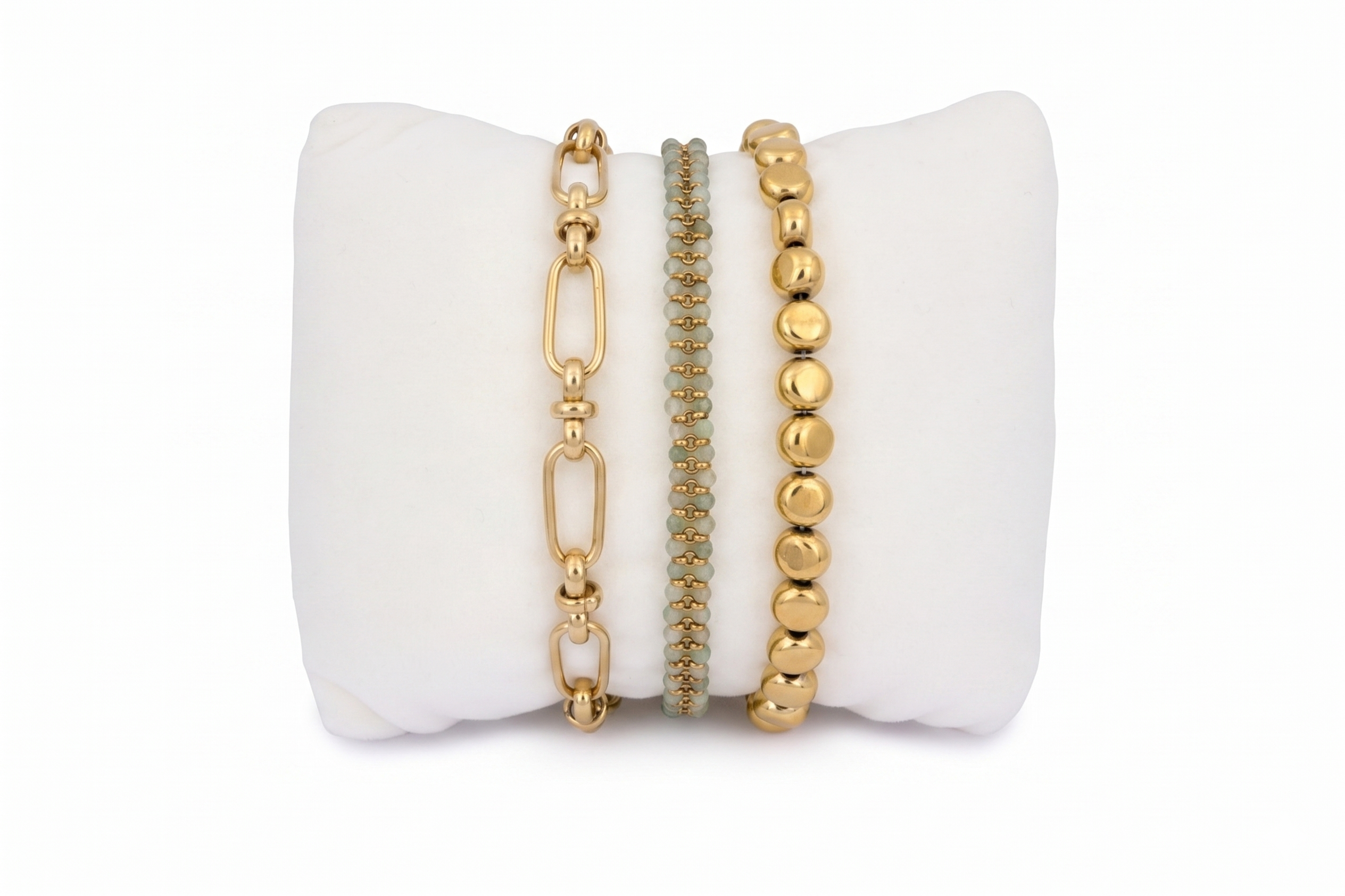 Tuvalu Green Aventurine and Gold Bracelet Stack - Boho Betty