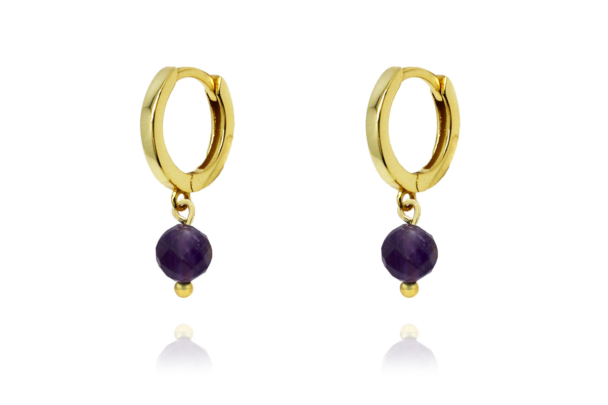 Enchant Amethyst Gemstone Gold Huggies