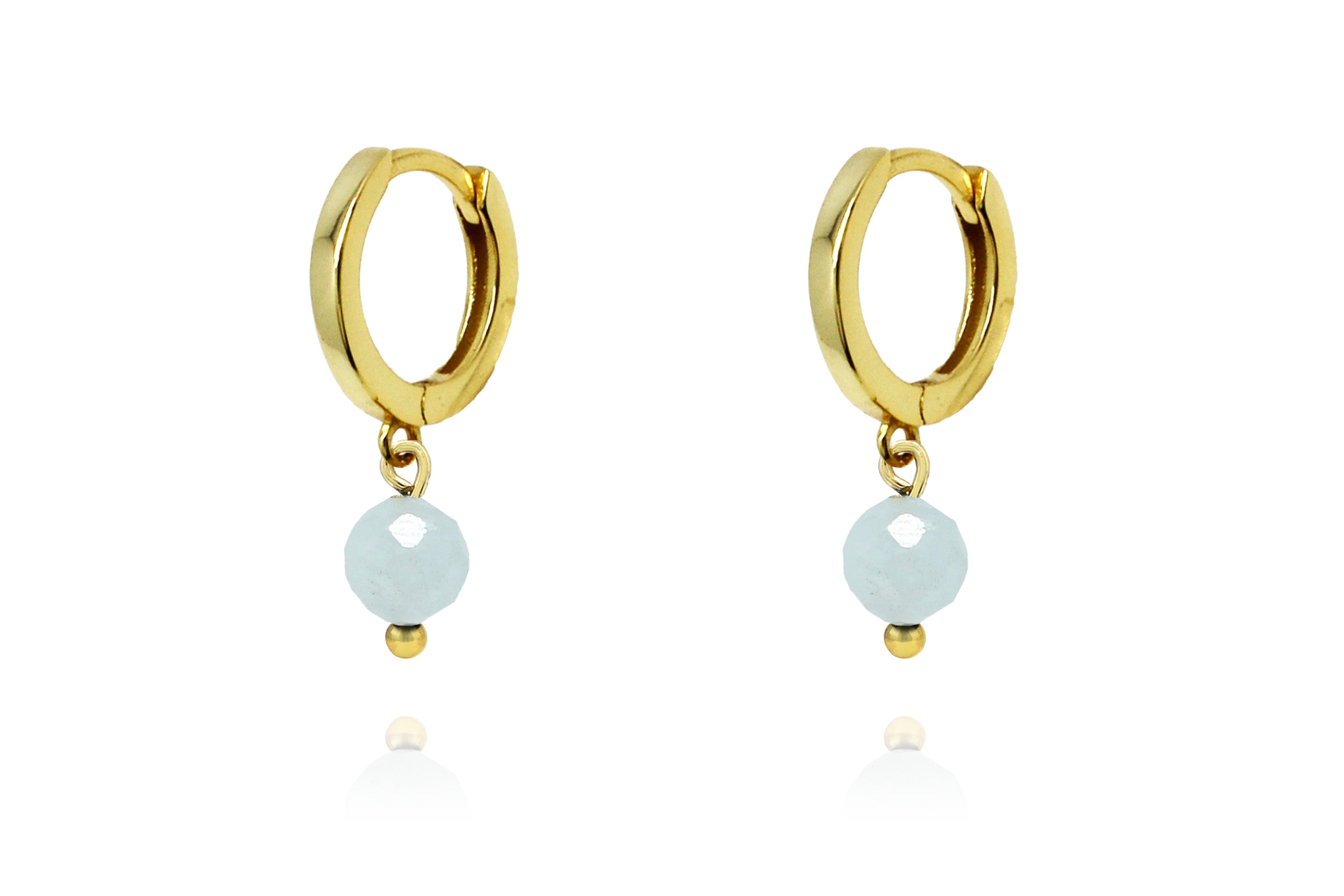 March Birthstone Earrings - Gold & Aquamarine #color_Gold