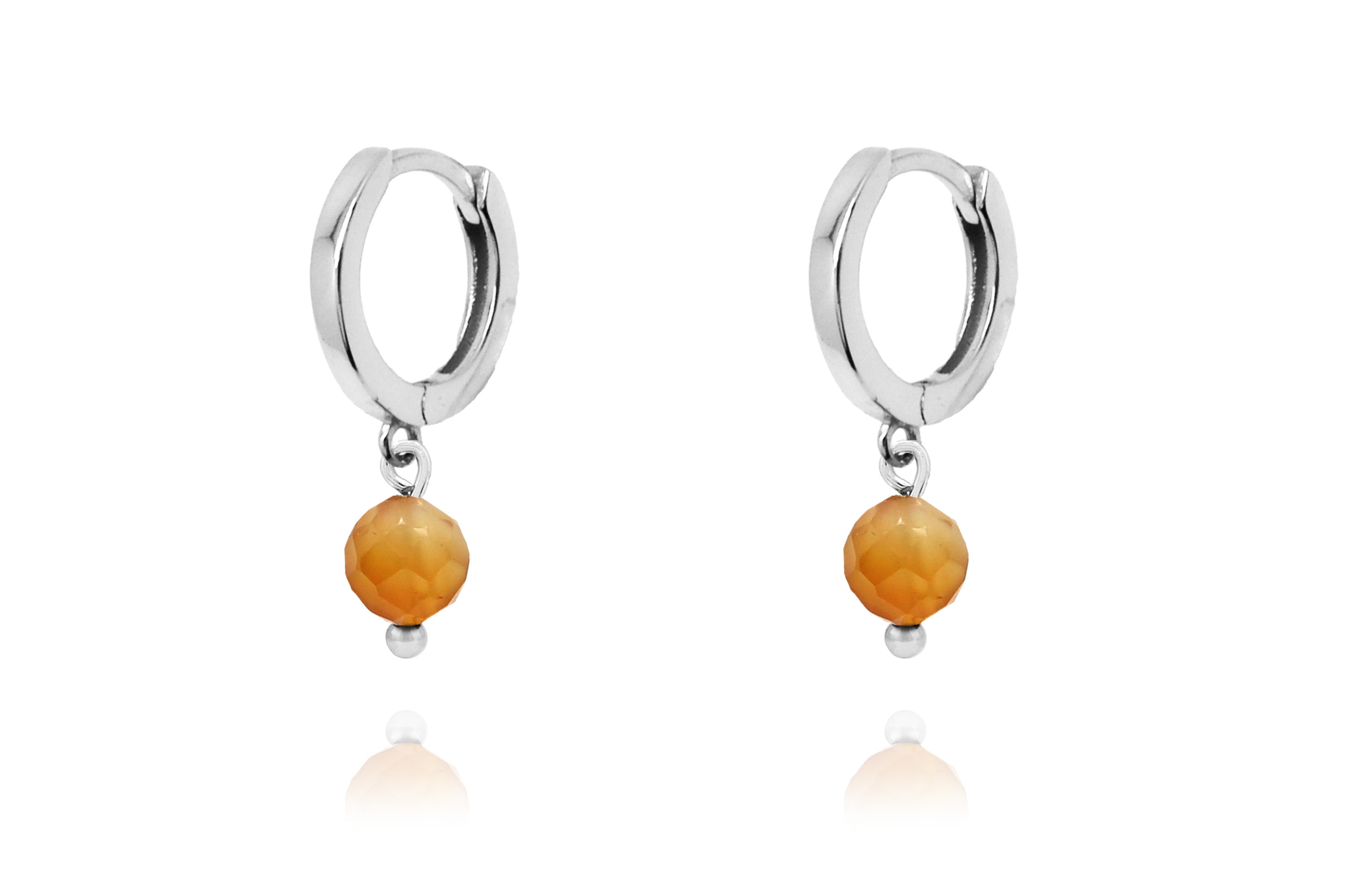 July Birthstone Earrings - Silver & Carnelian #color_Silver