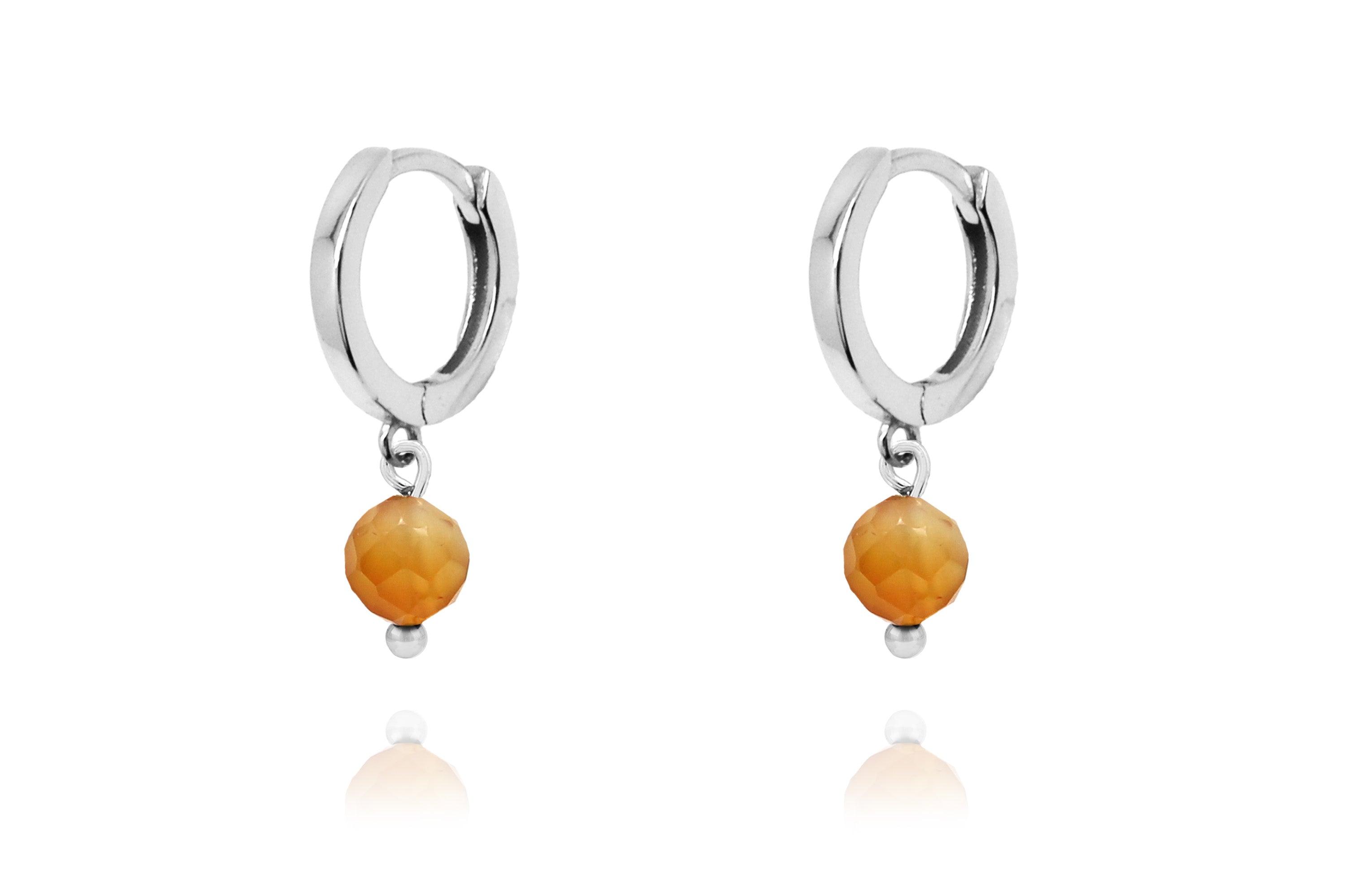 July Birthstone Earrings - Silver & Carnelian #color_Silver