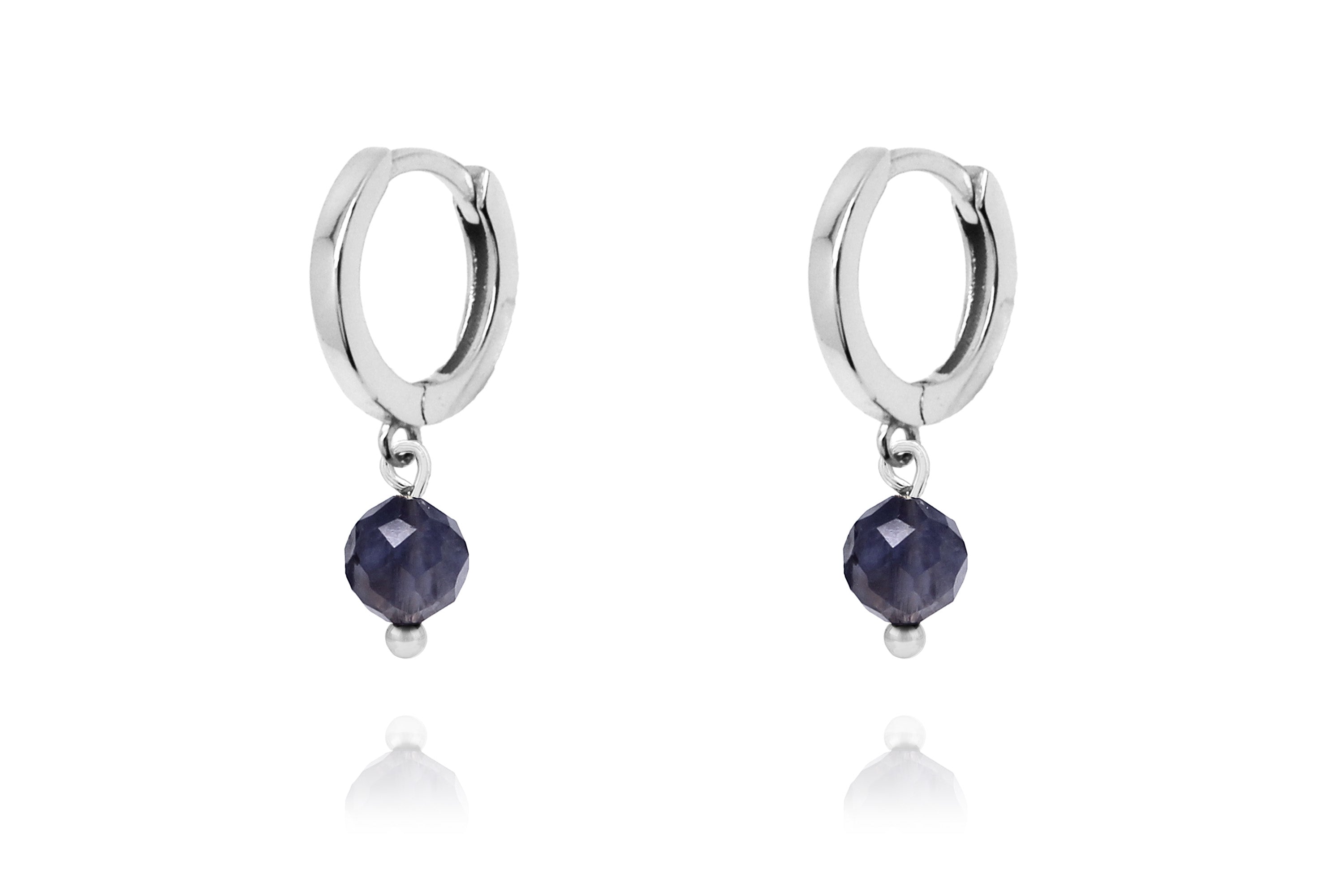 April Birthstone Earrings - Silver & Iolite - Boho Betty