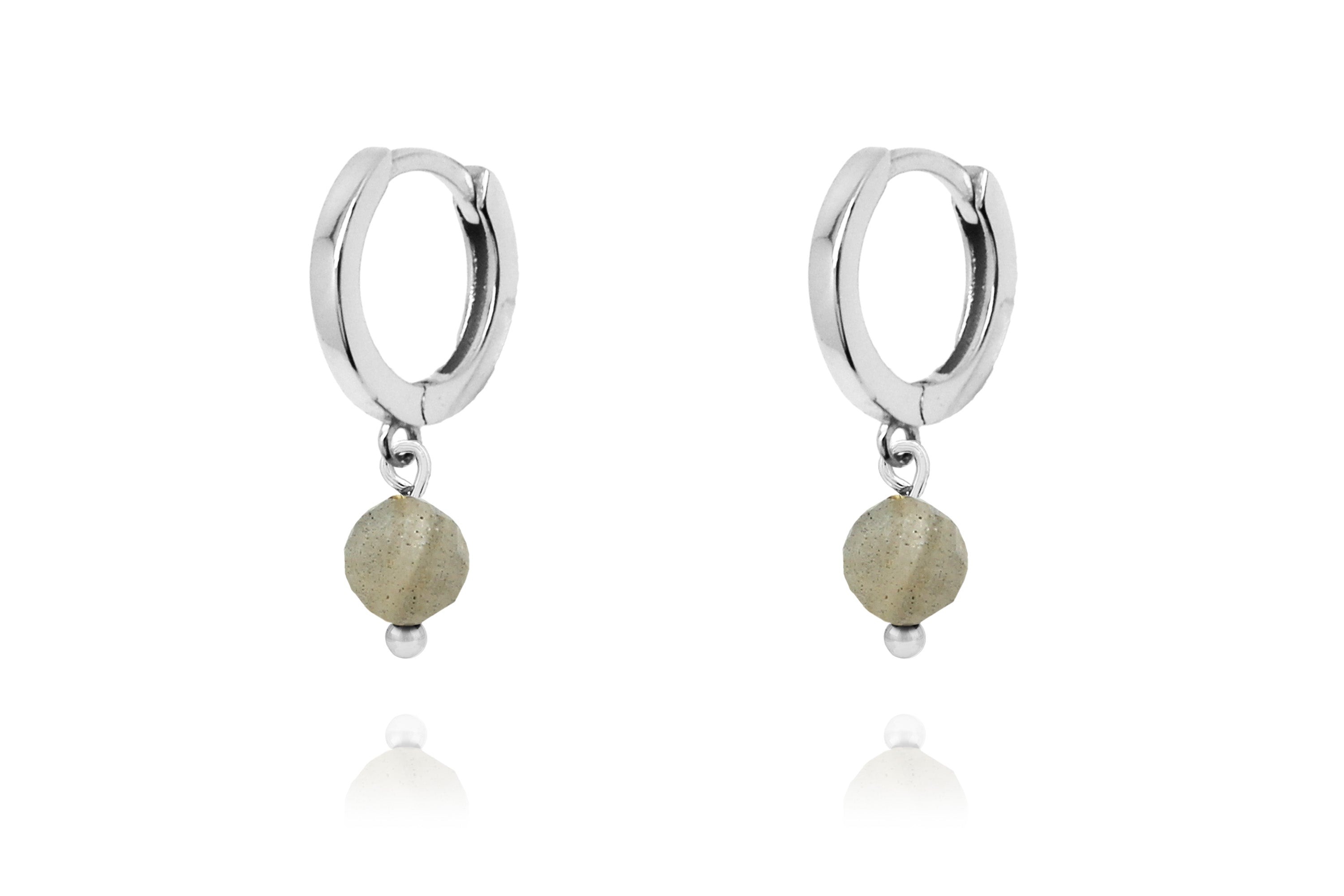 November Birthstone Earrings - Silver & Labradorite #color_Silver