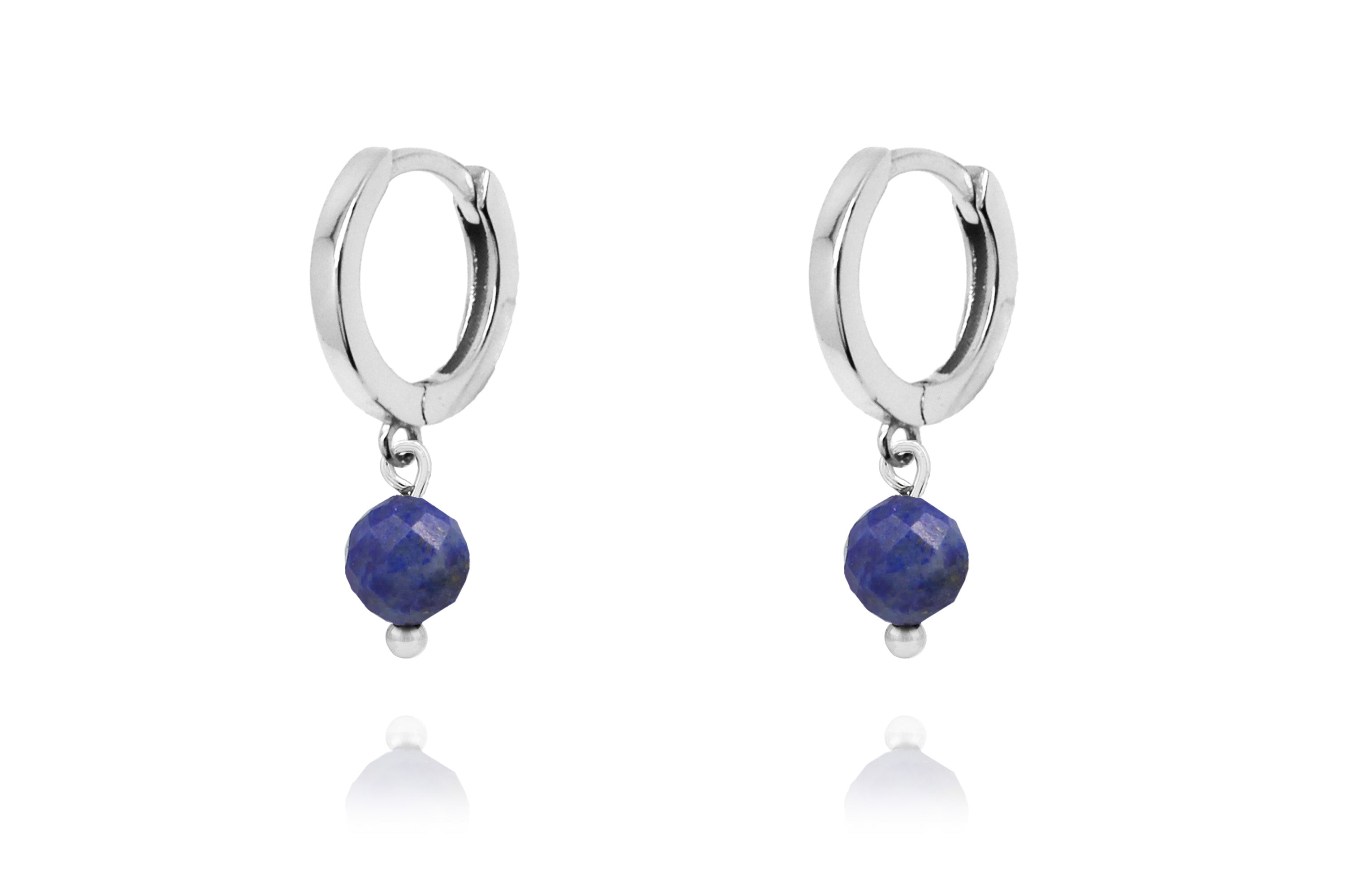 September Birthstone Earrings - Silver & Lapis #color_Silver