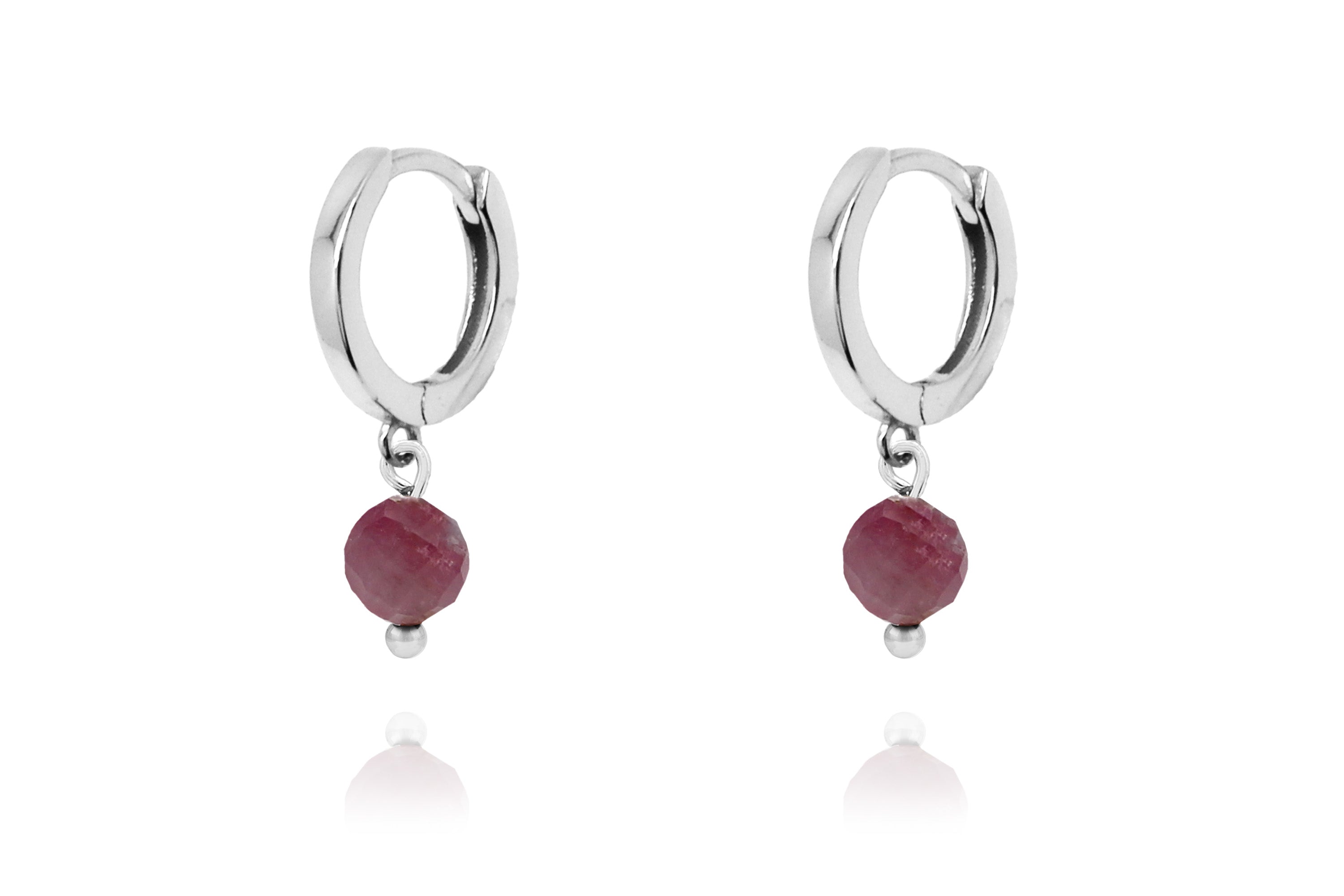 October Birthstone Earrings - Silver & Pink Tourmaline#color_Silver