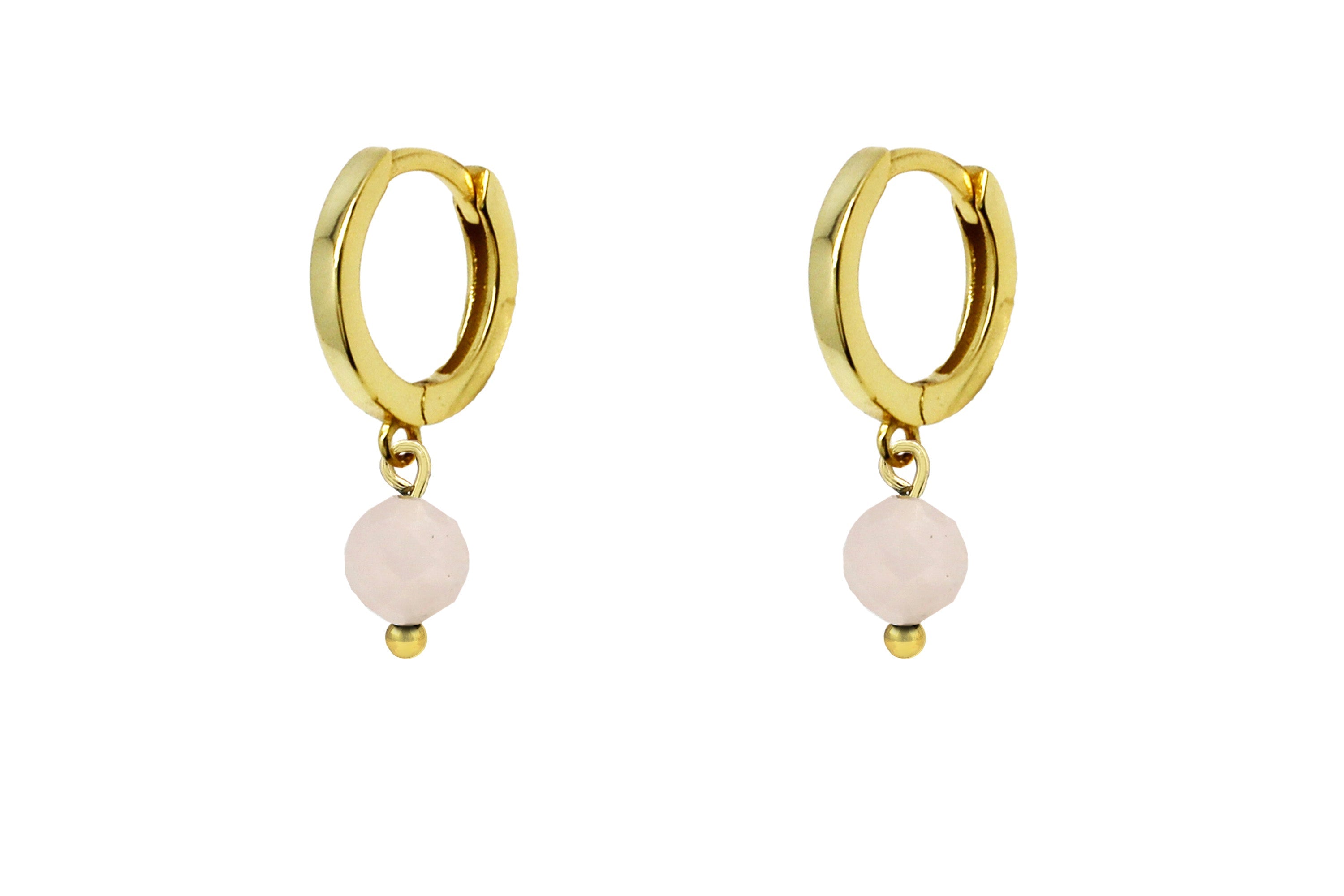 January Birthstone Earrings - Gold & Rose Quartz #color_Gold
