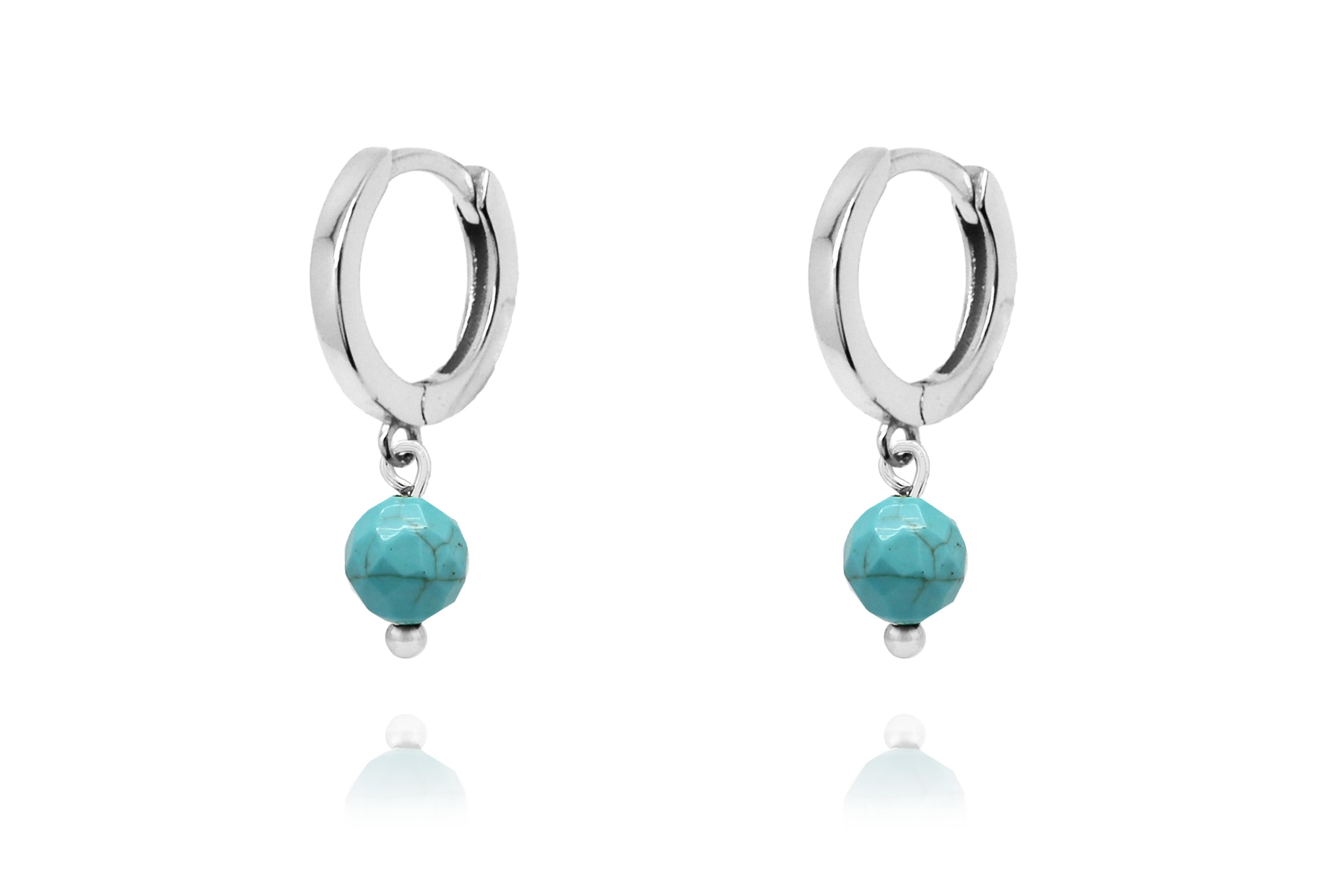 December Birthstone Earrings - Silver & Turquoise#color_Silver