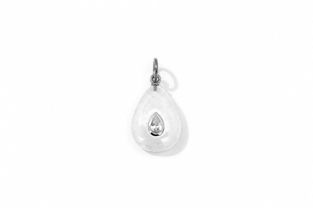 Fleur Clear Quartz Charm Silver - Boho Betty