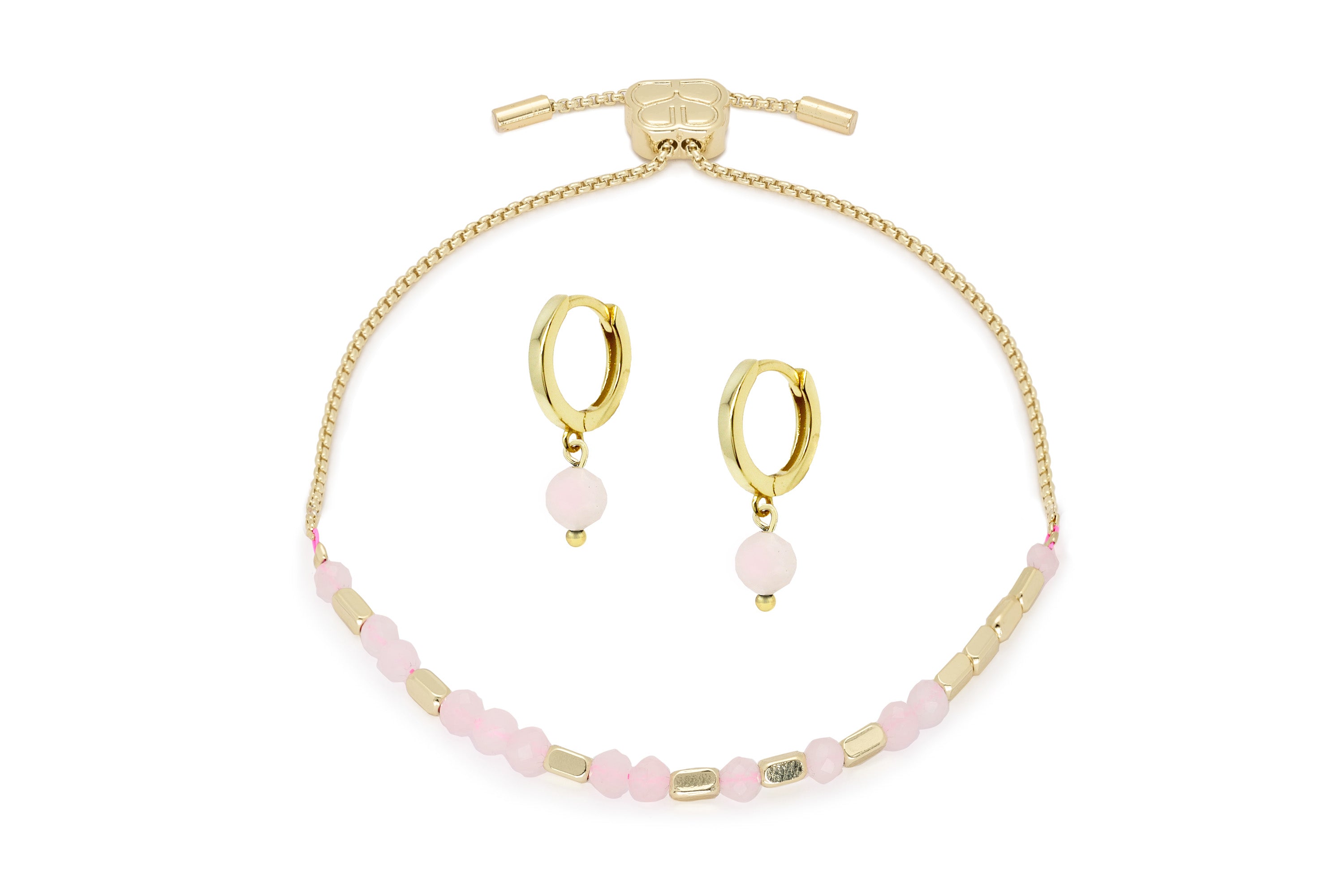 Morse Code Gemstone Gold Bracelet & Earring Gift Set - Boho Betty