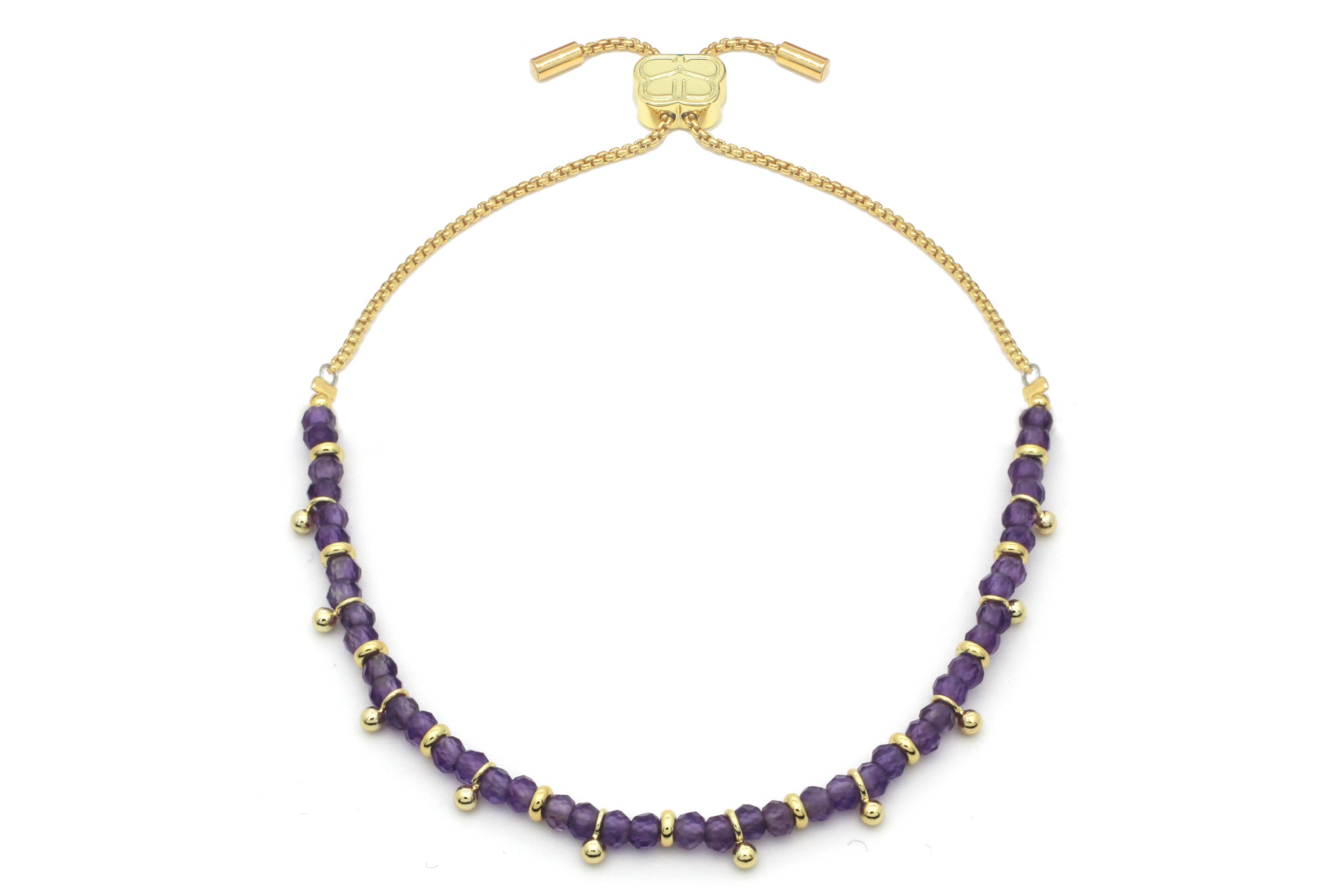Choco Gold, Tourmaline, and Amethyst Beaded Bracelet Stack - Boho Betty
