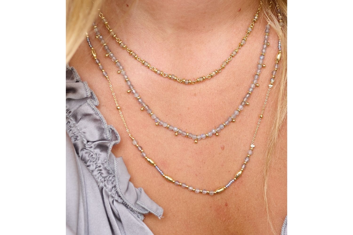 Horus Labradorite Gemstone Gold Necklace - Boho Betty