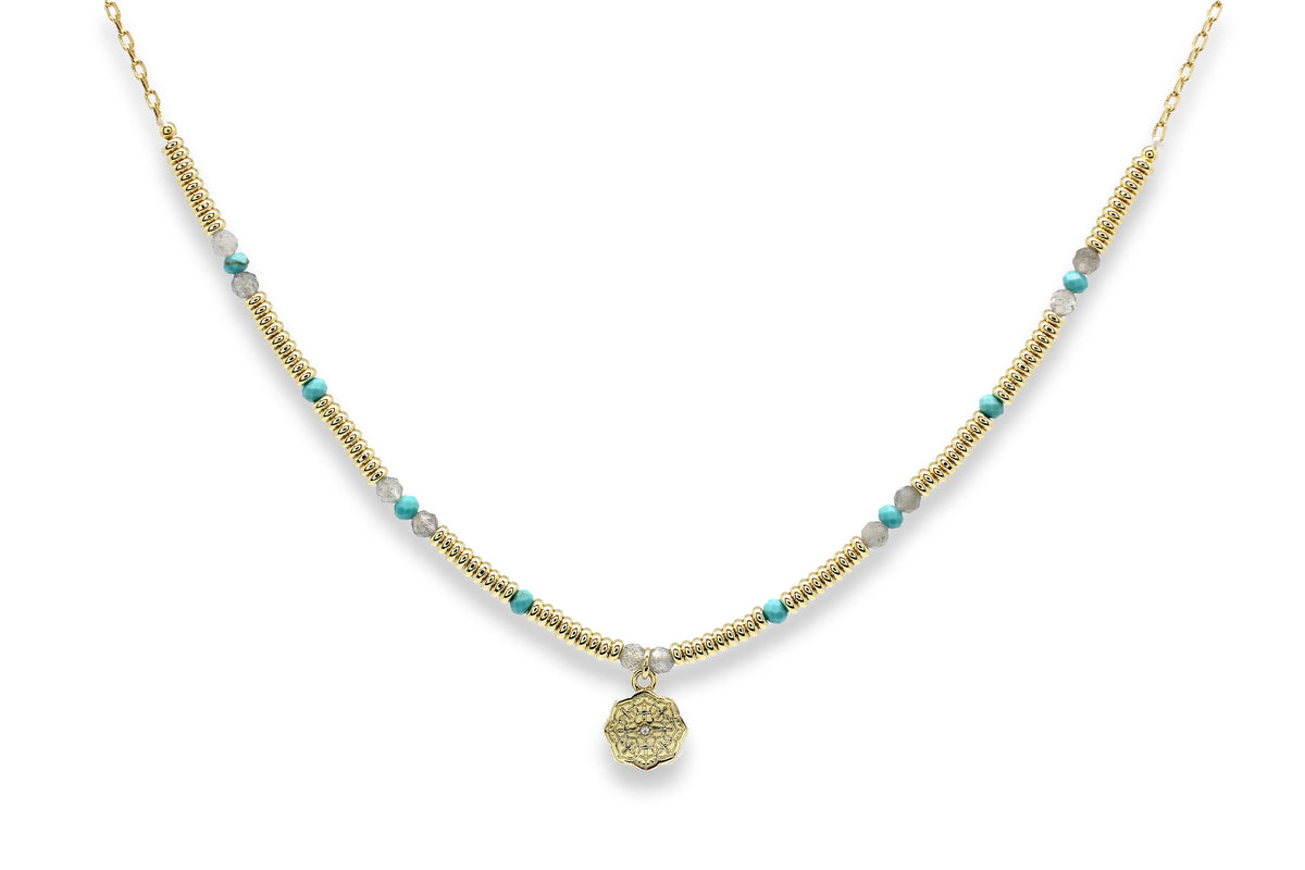 Janus Turquoise Gold Pendant Necklace