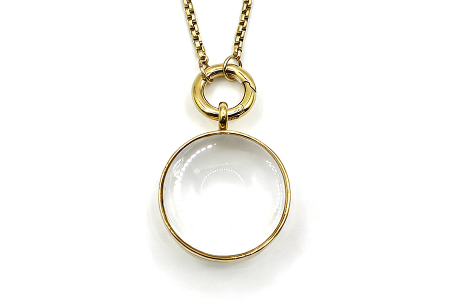 Stunning 14 karat plated clear empty locket on a gold chain