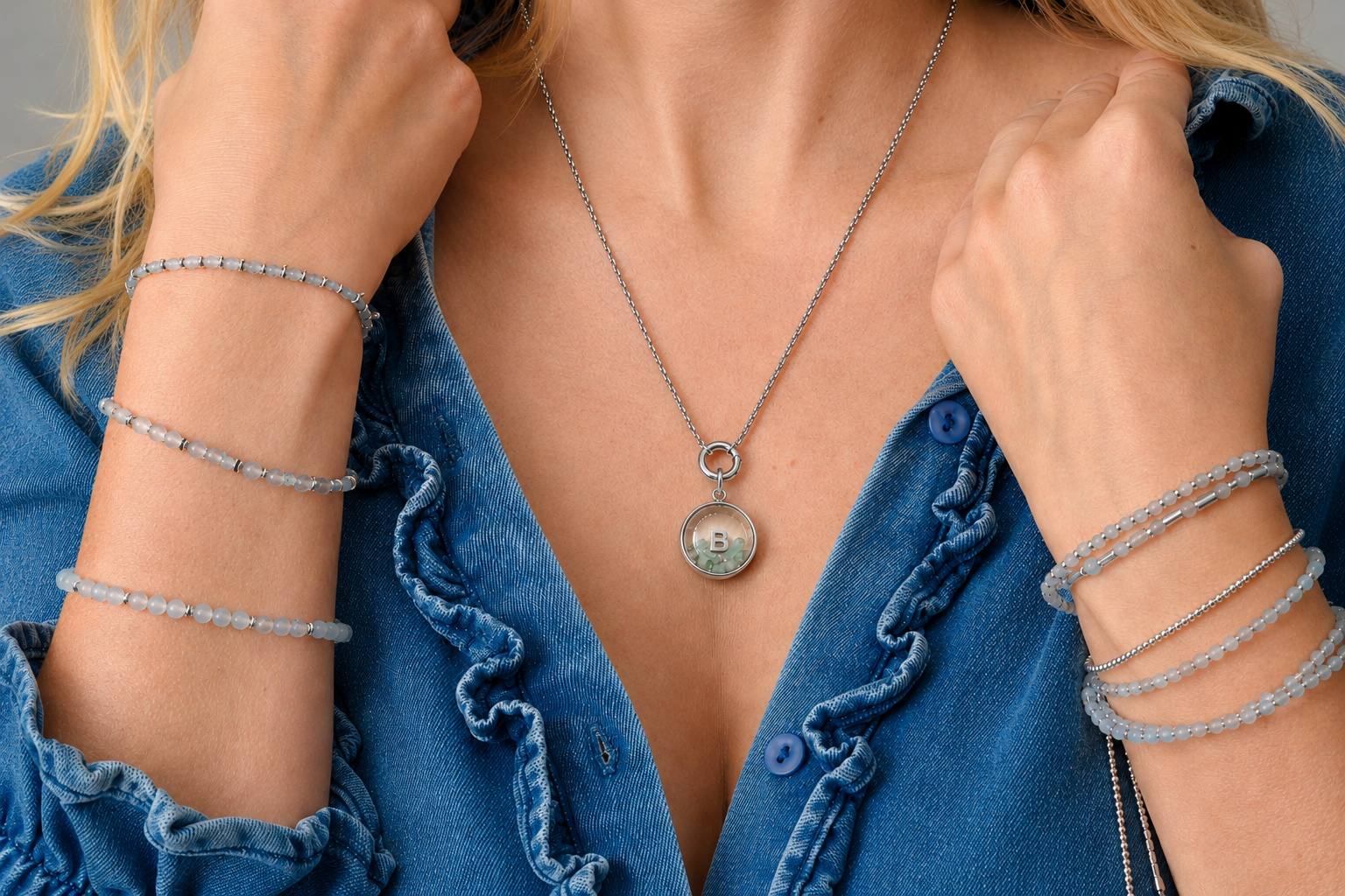 Leilani Mini Personalised Polished Steel Necklace